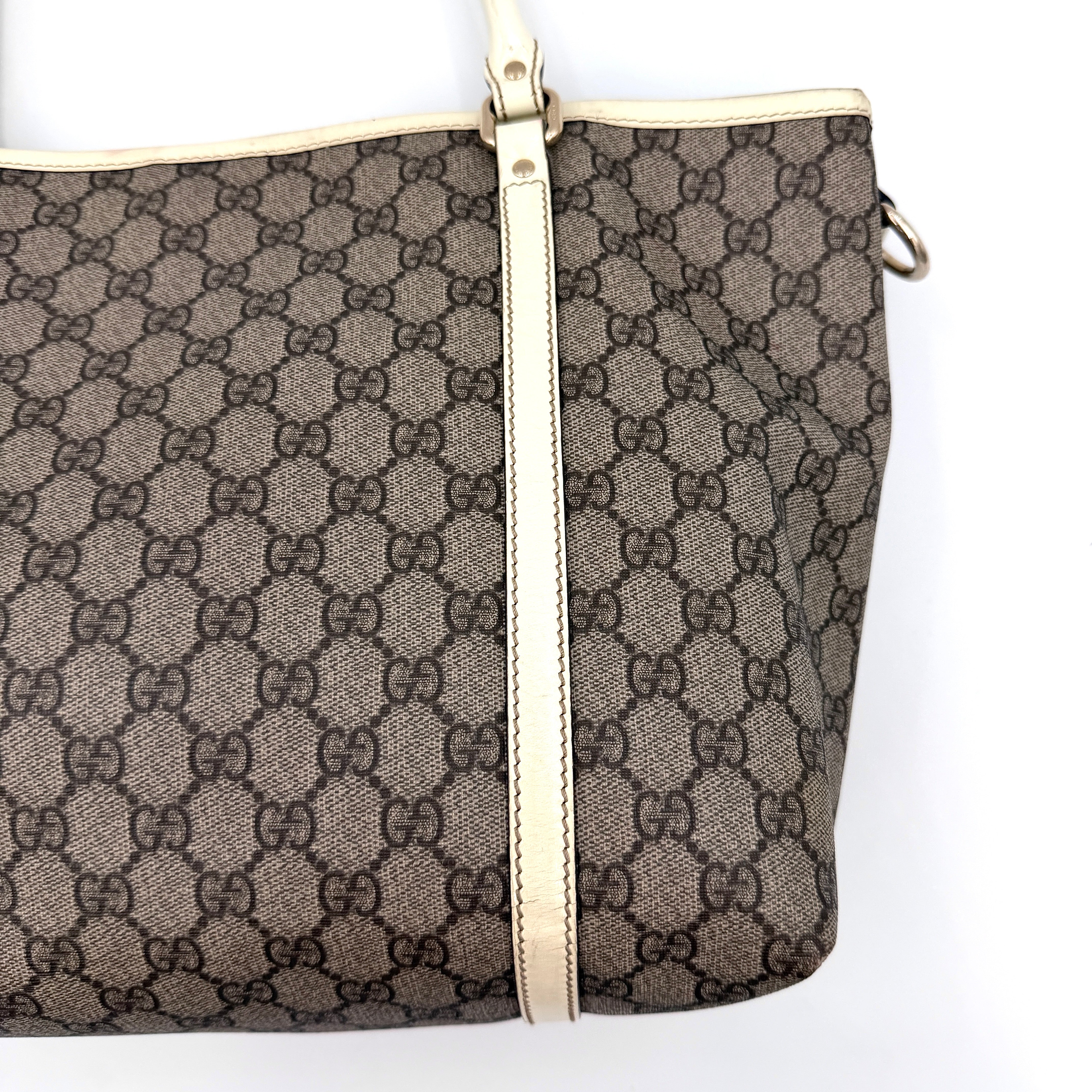 Gucci GG Monogram Supreme PVC Tote Bag Beige/Gold