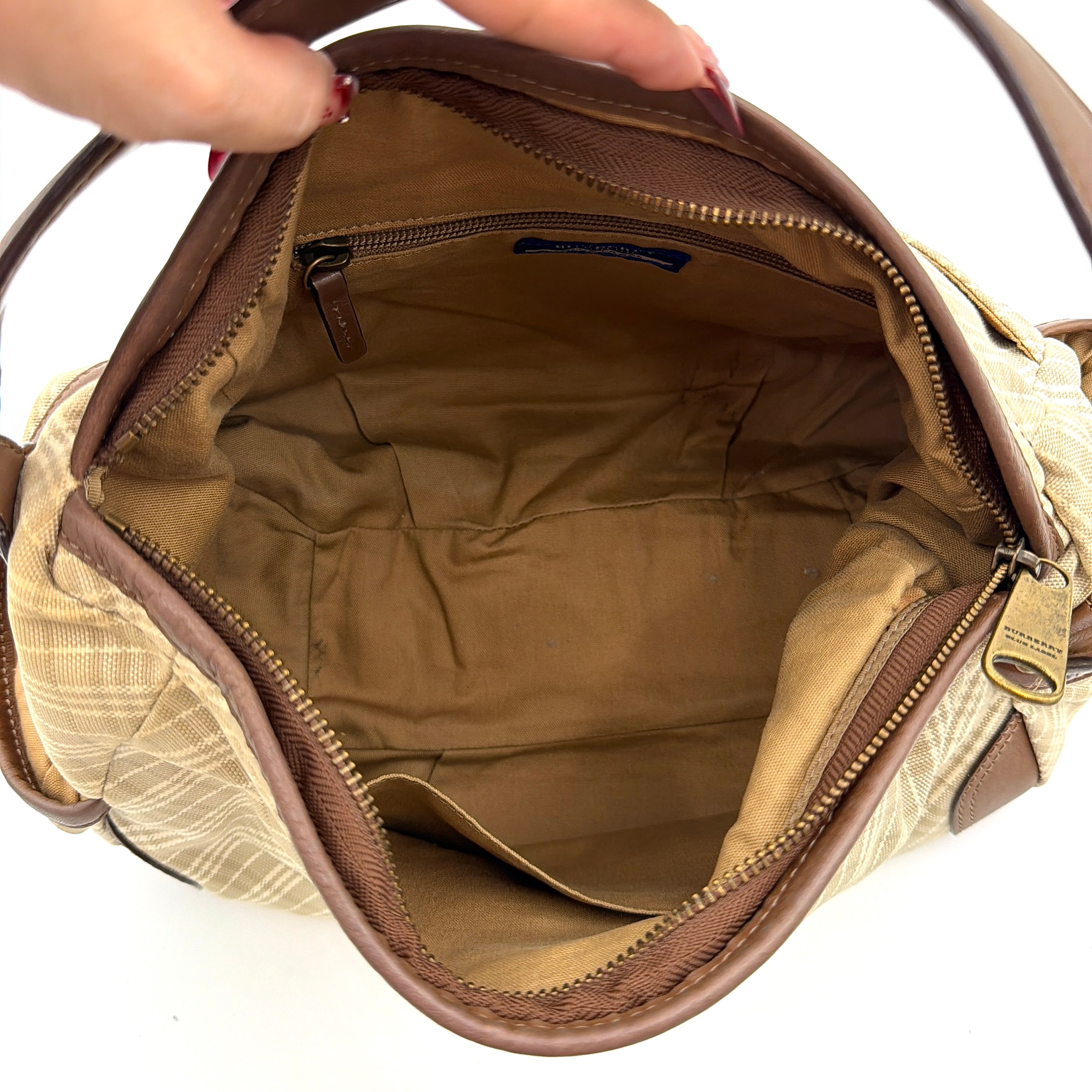 Burberry 2Way Nova Check Shoulder Bag Cream/Light Brown