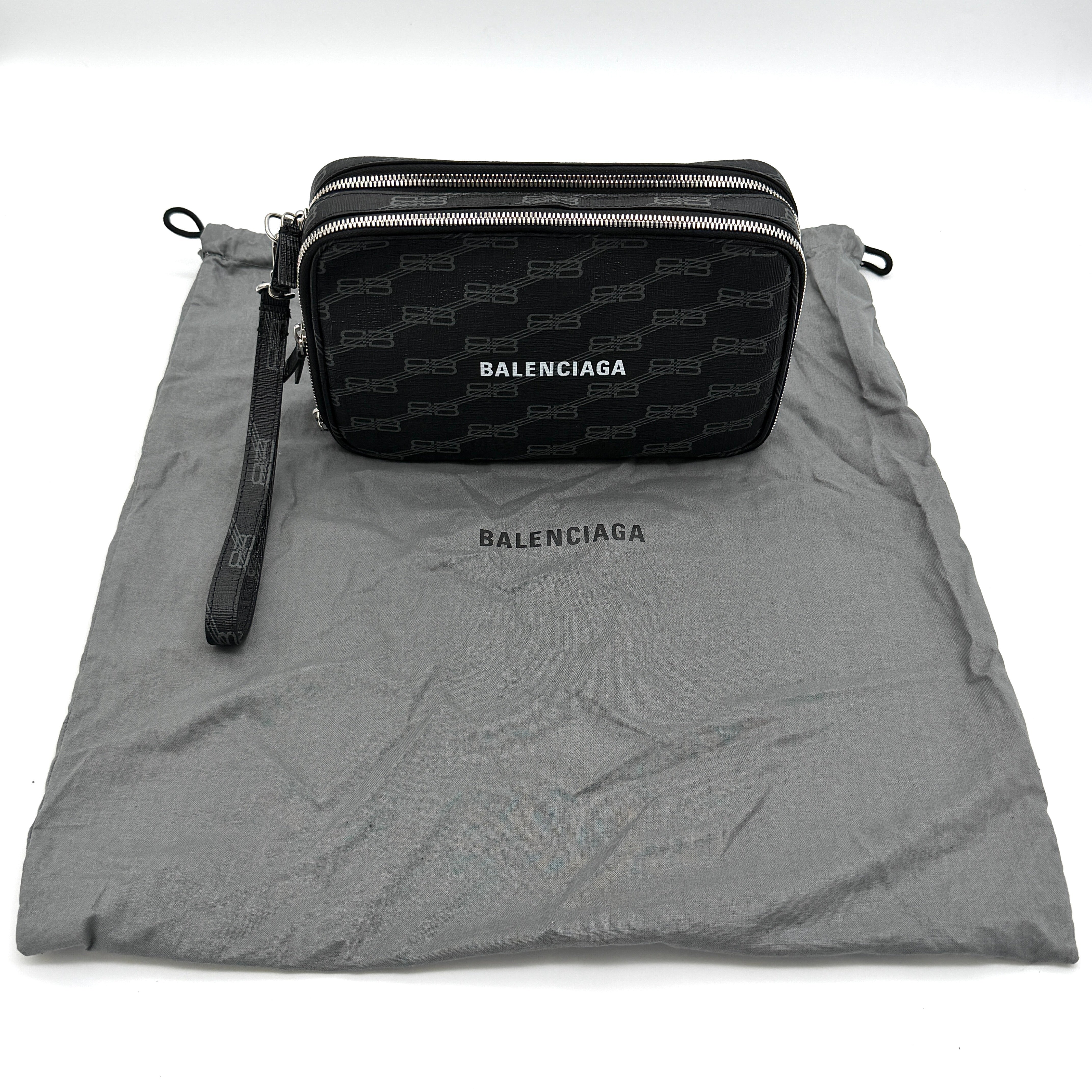 Balenciaga Signature BB Monogram Everyday Clutch Bag Black