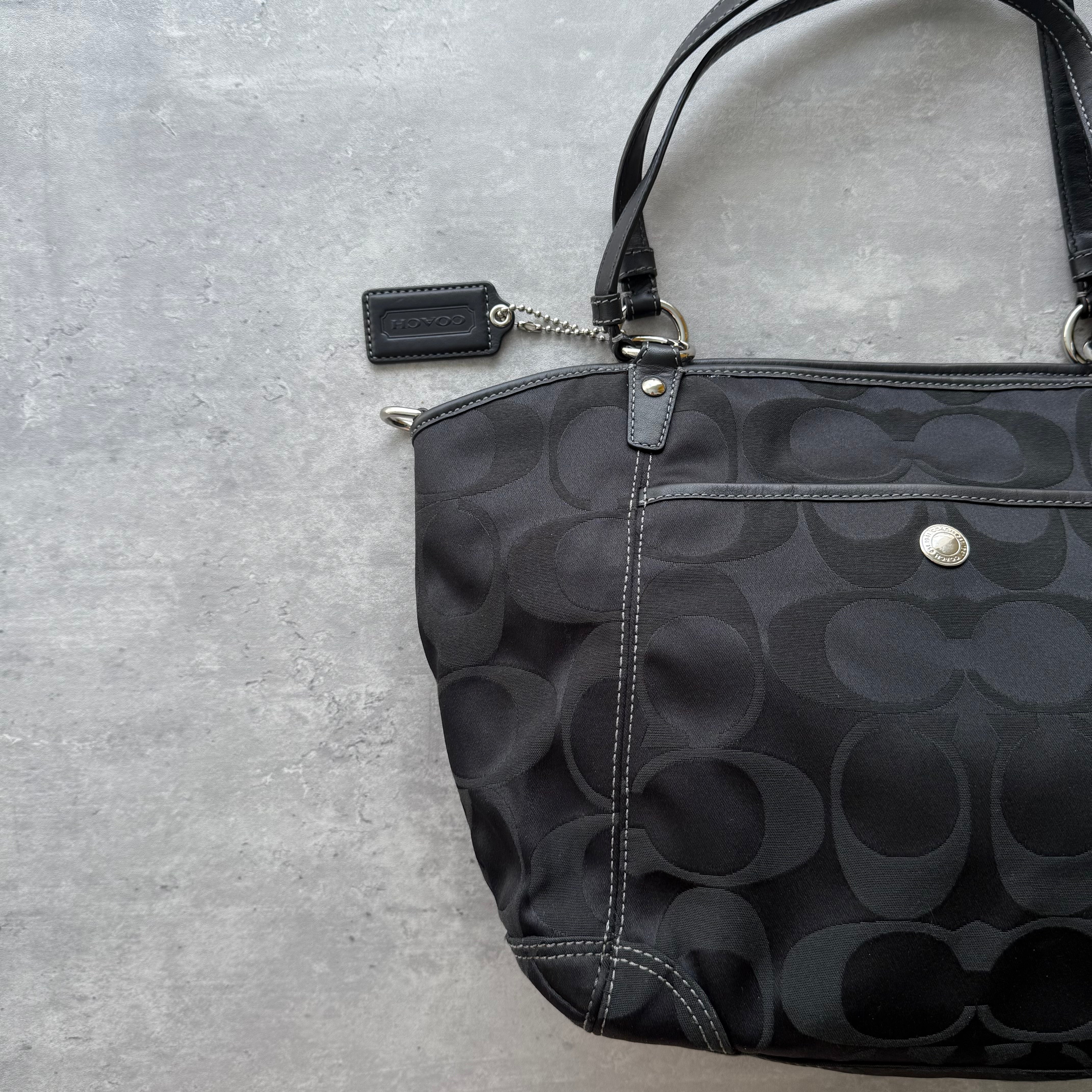 Coach 2Way Signature Leah Shoulder Bag Black