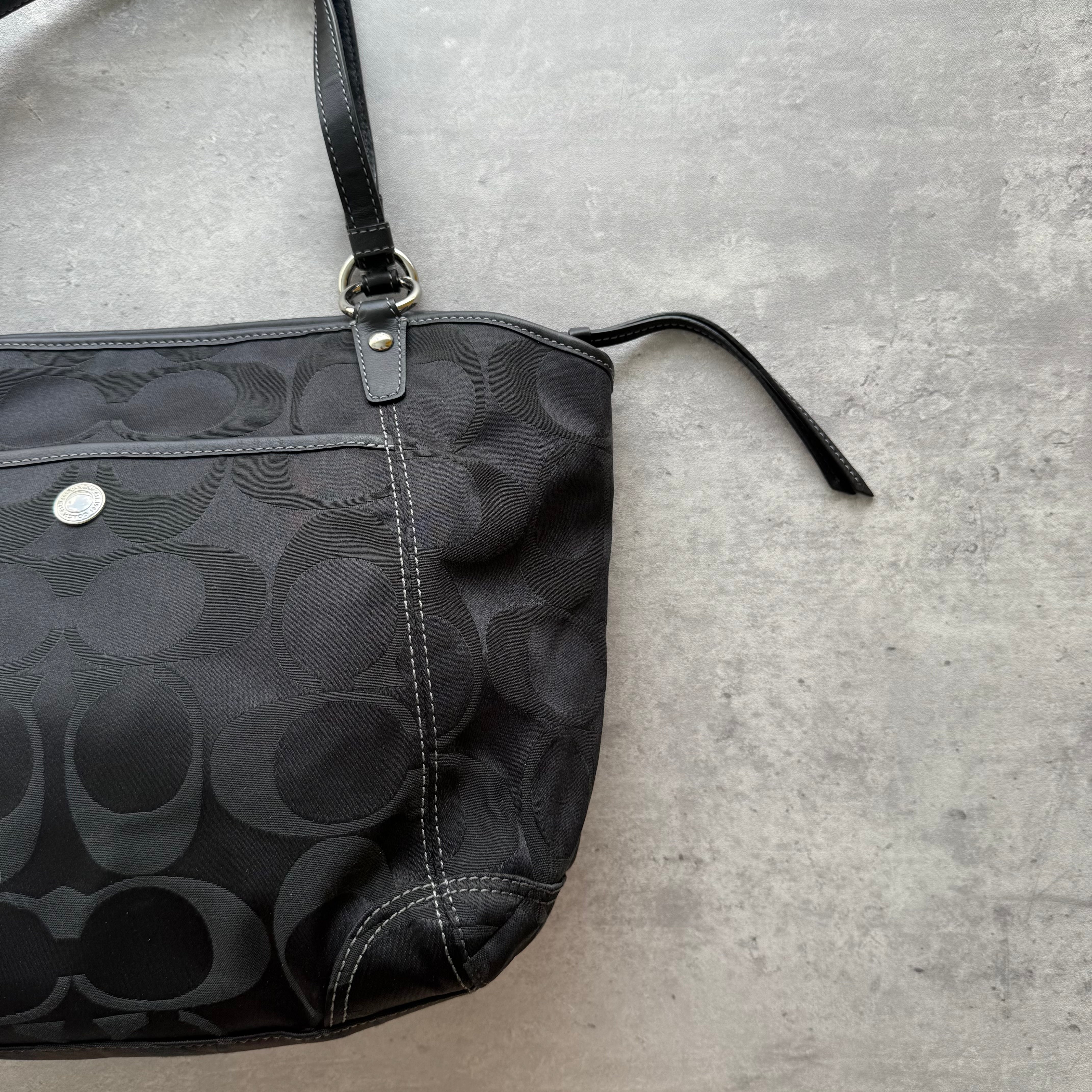 Coach 2Way Signature Leah Shoulder Bag Black