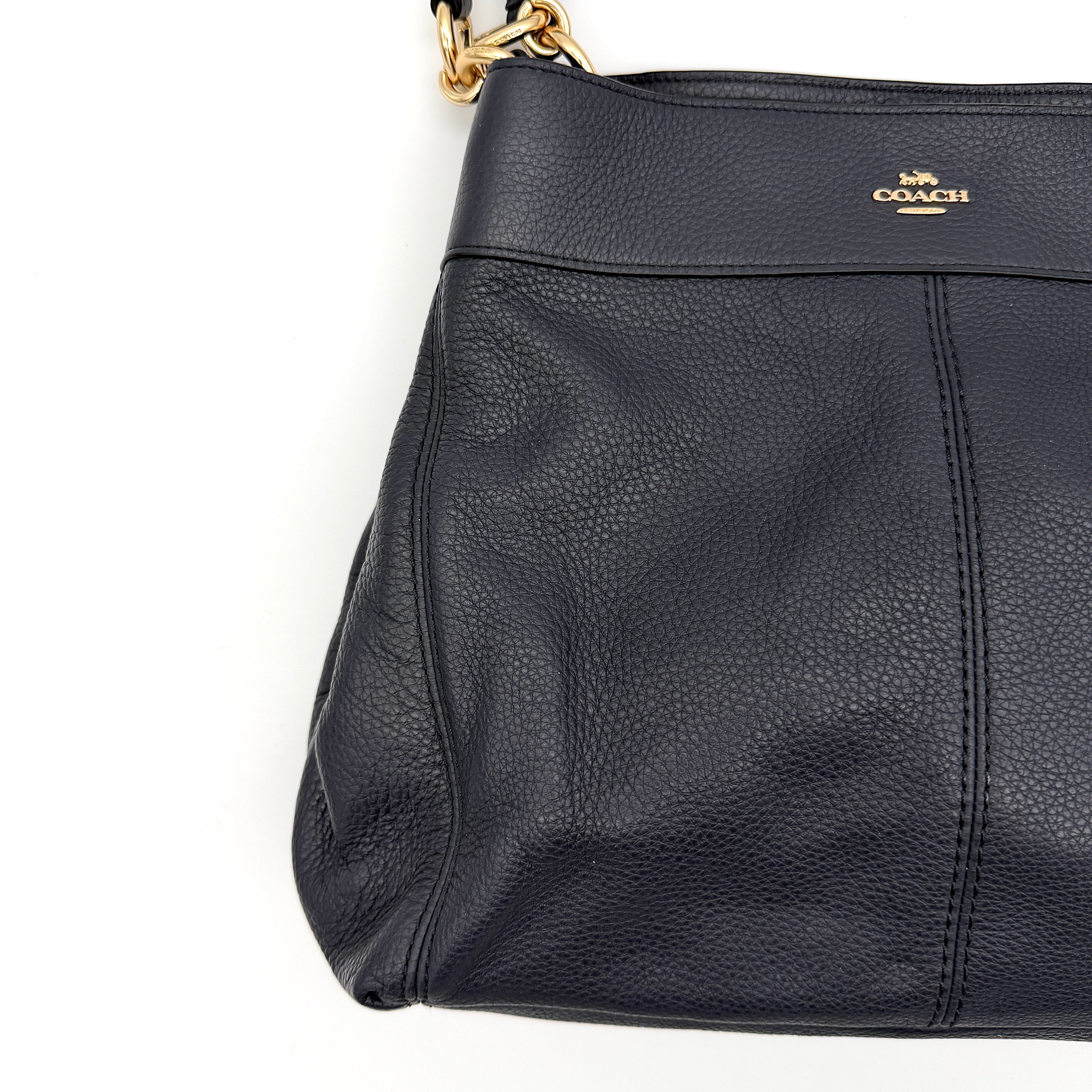 Coach Signature Lexy Shoulder Bag Navy Blue