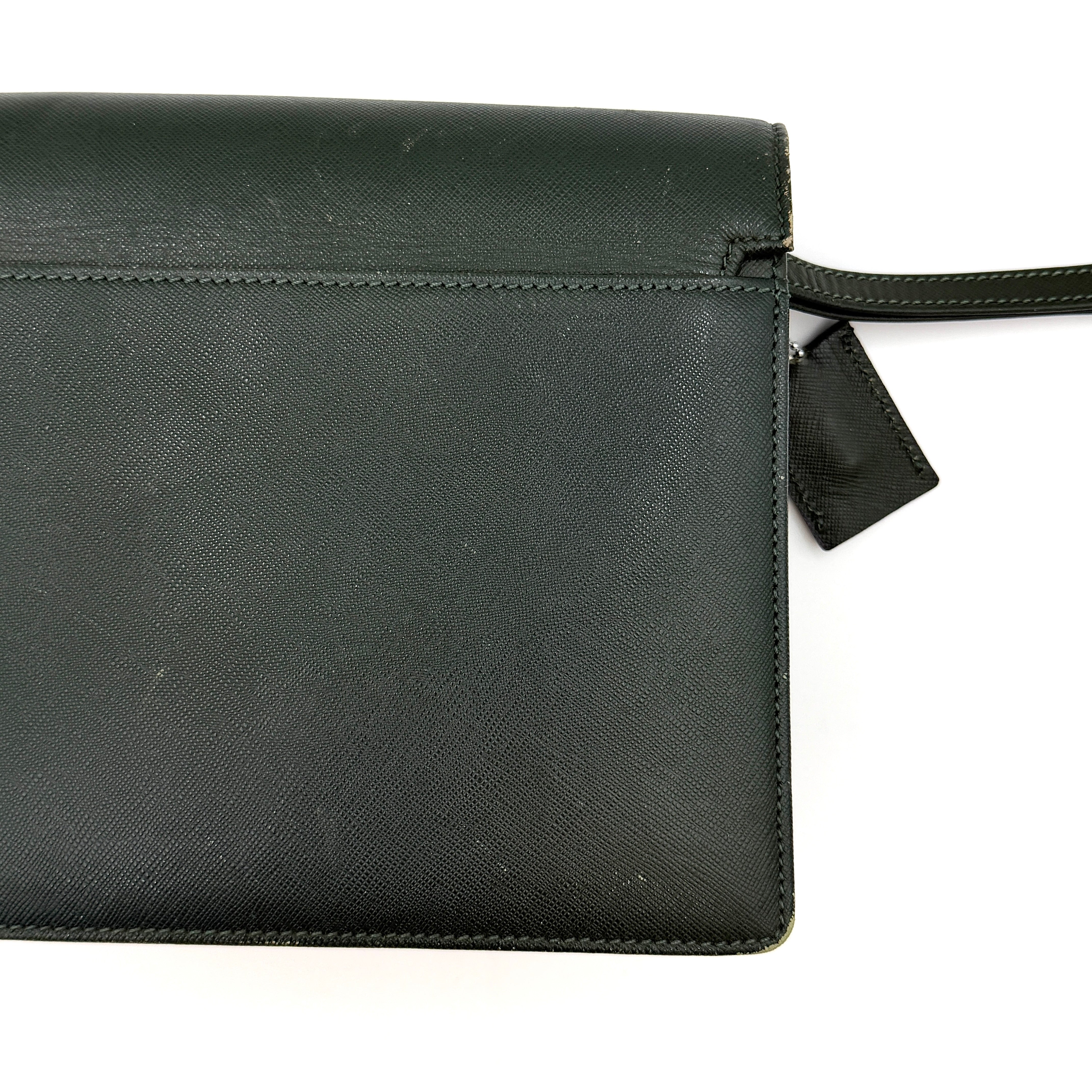 Burberry Leather Clutch Bag Dark Green