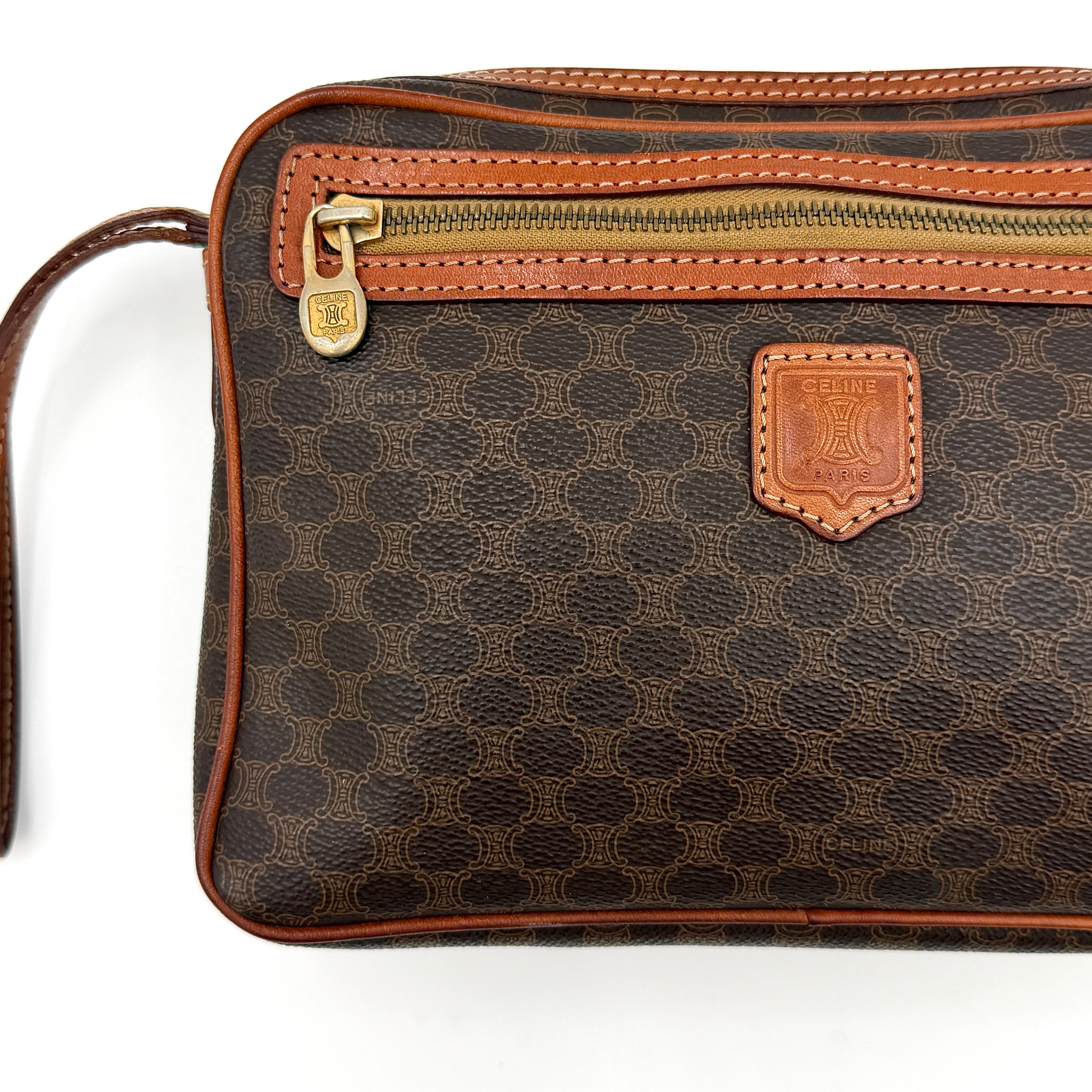 Celine Triomphe Macadam Clutch Bag Brown