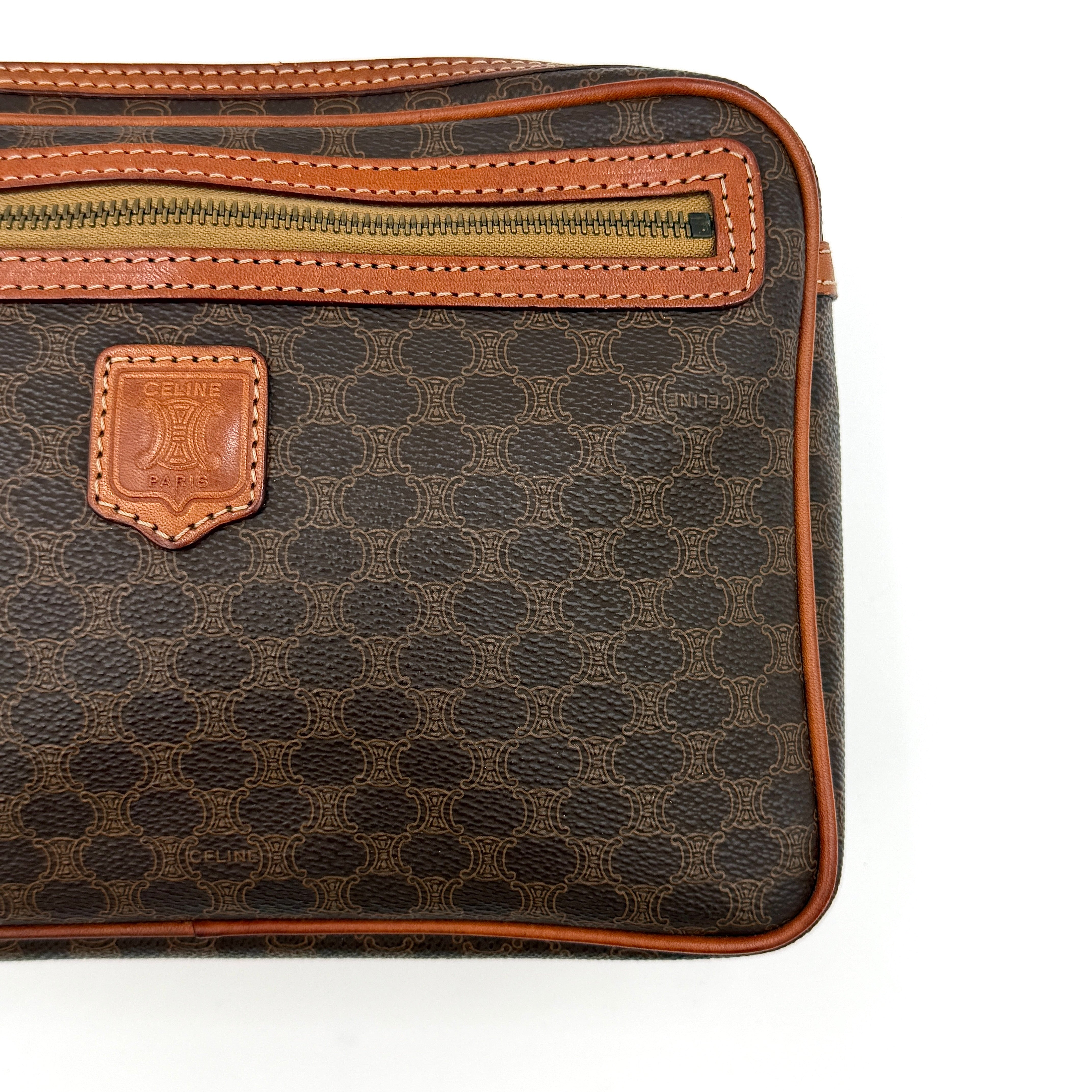 Celine Triomphe Macadam Clutch Bag Brown