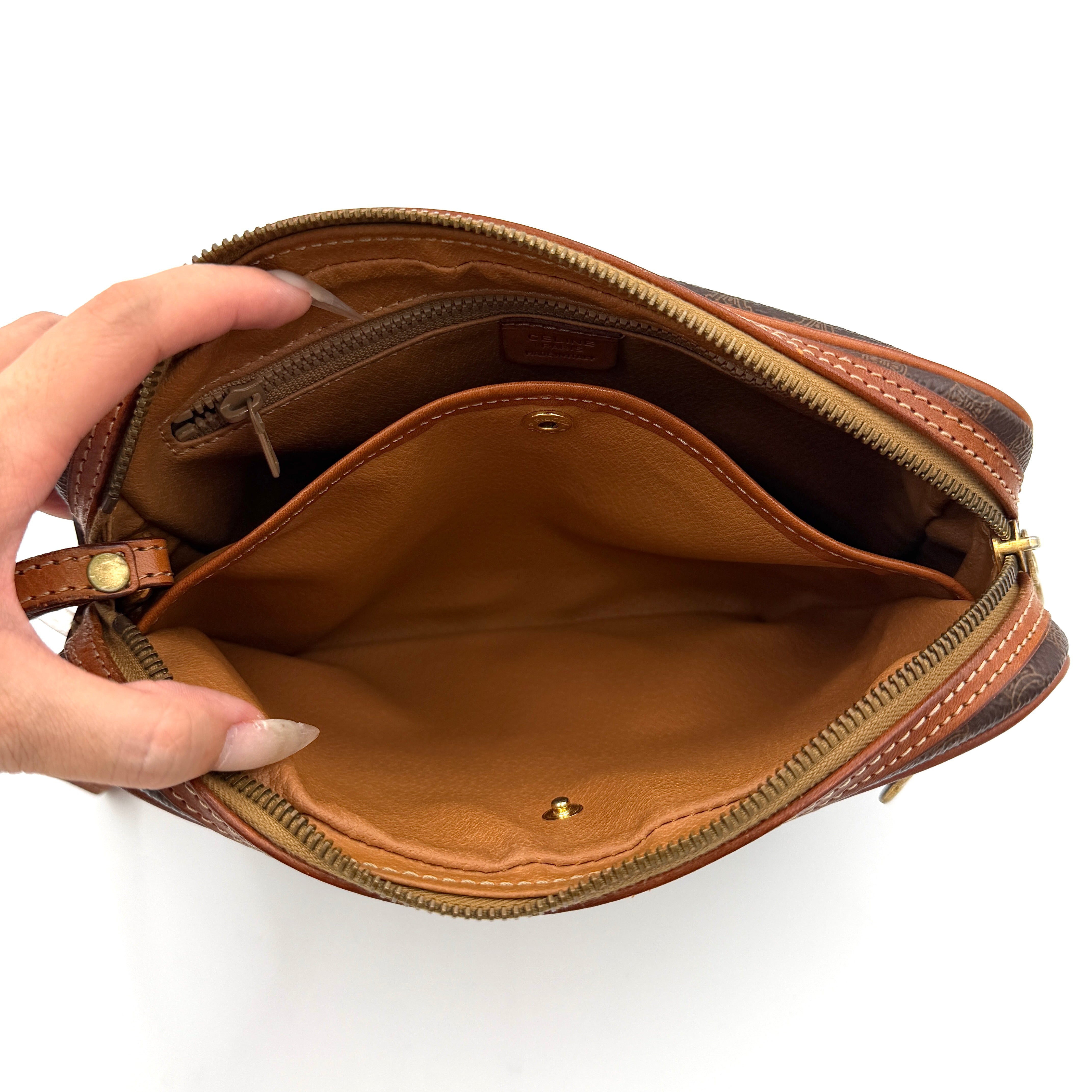 Celine Triomphe Macadam Clutch Bag Brown