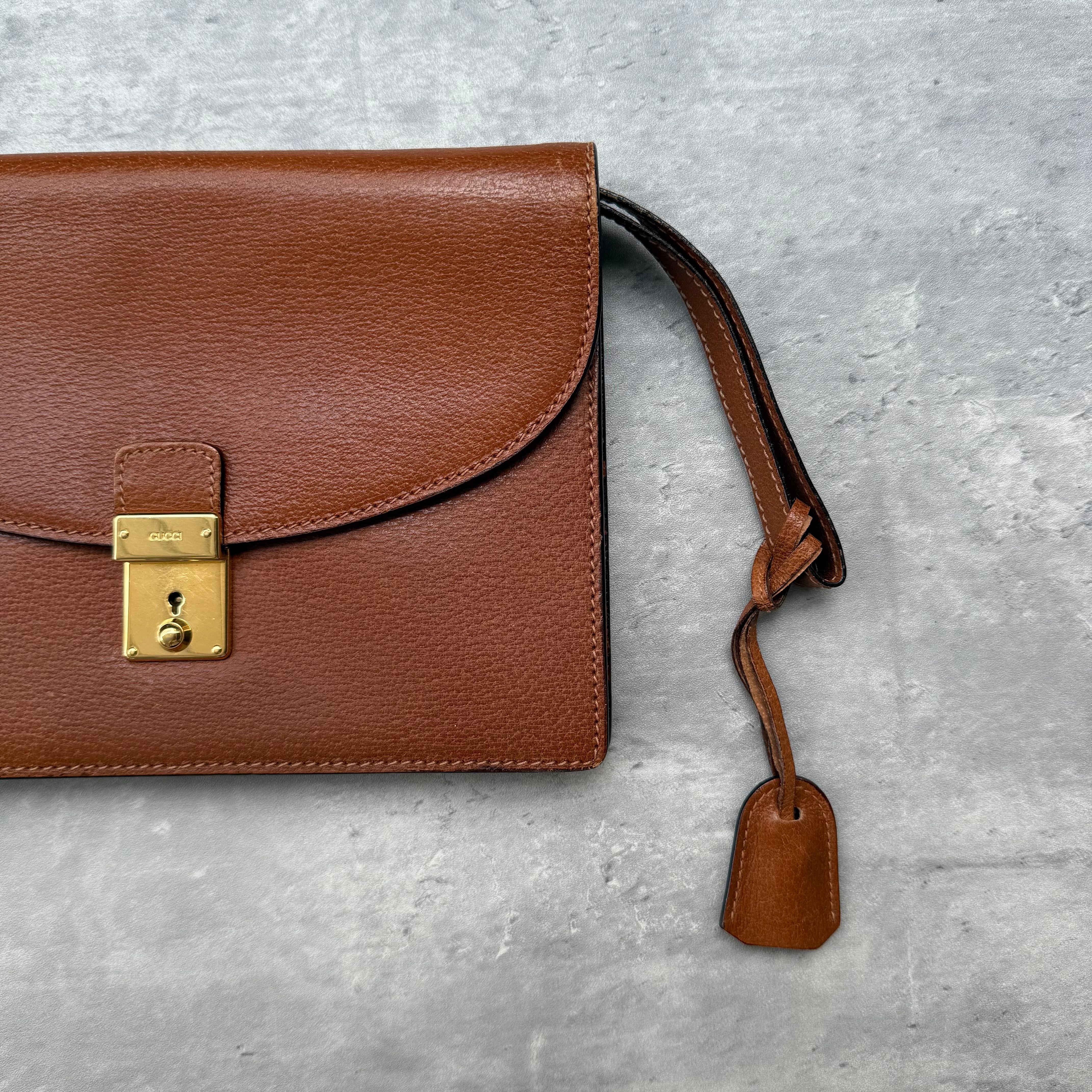 Gucci Vintage Clutch Bag Brown