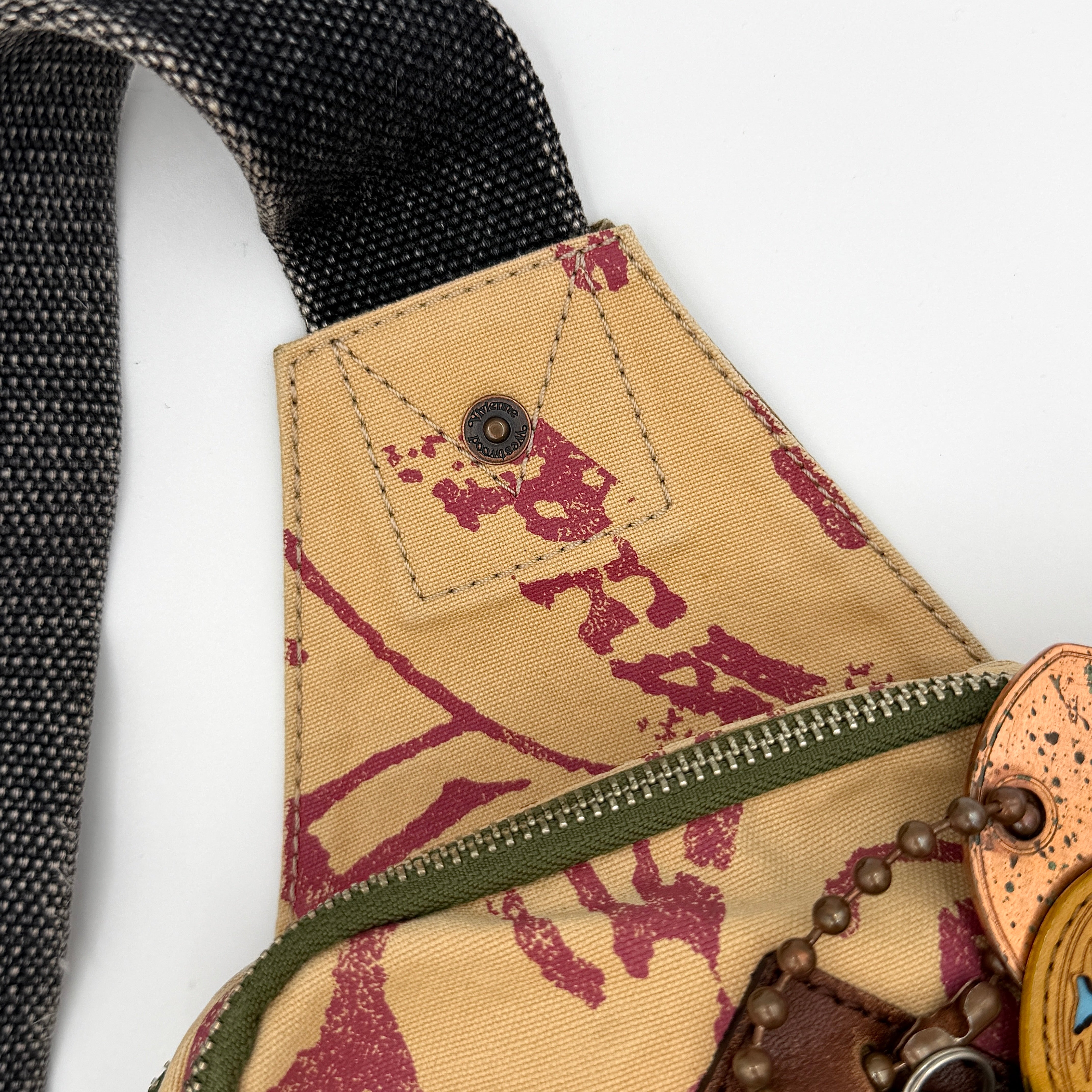 Vivienne Westwood Canvas Skull Sling Bag Brown