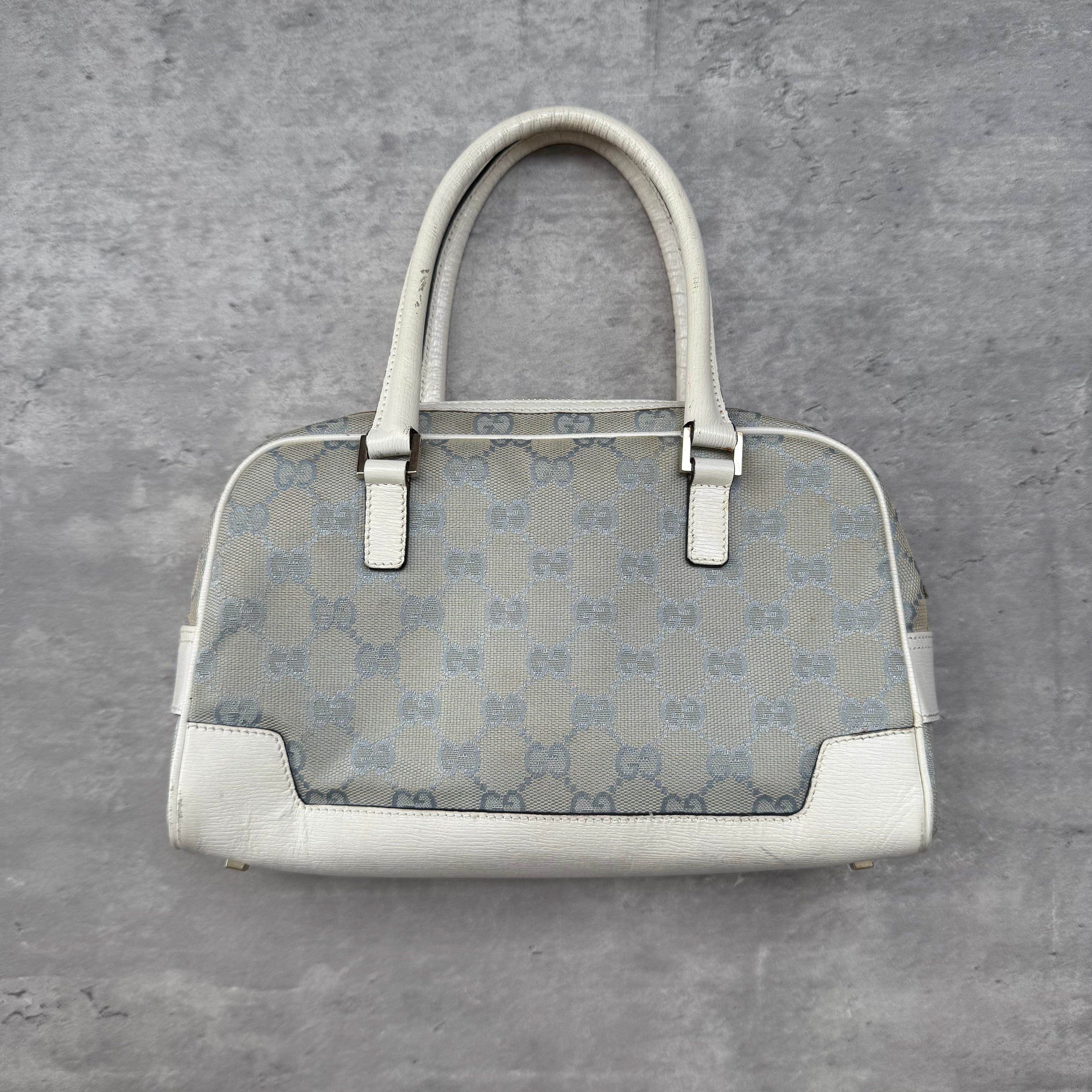 Gucci GG Monogram Boston Bowler ShoulderBag Light Blue/White