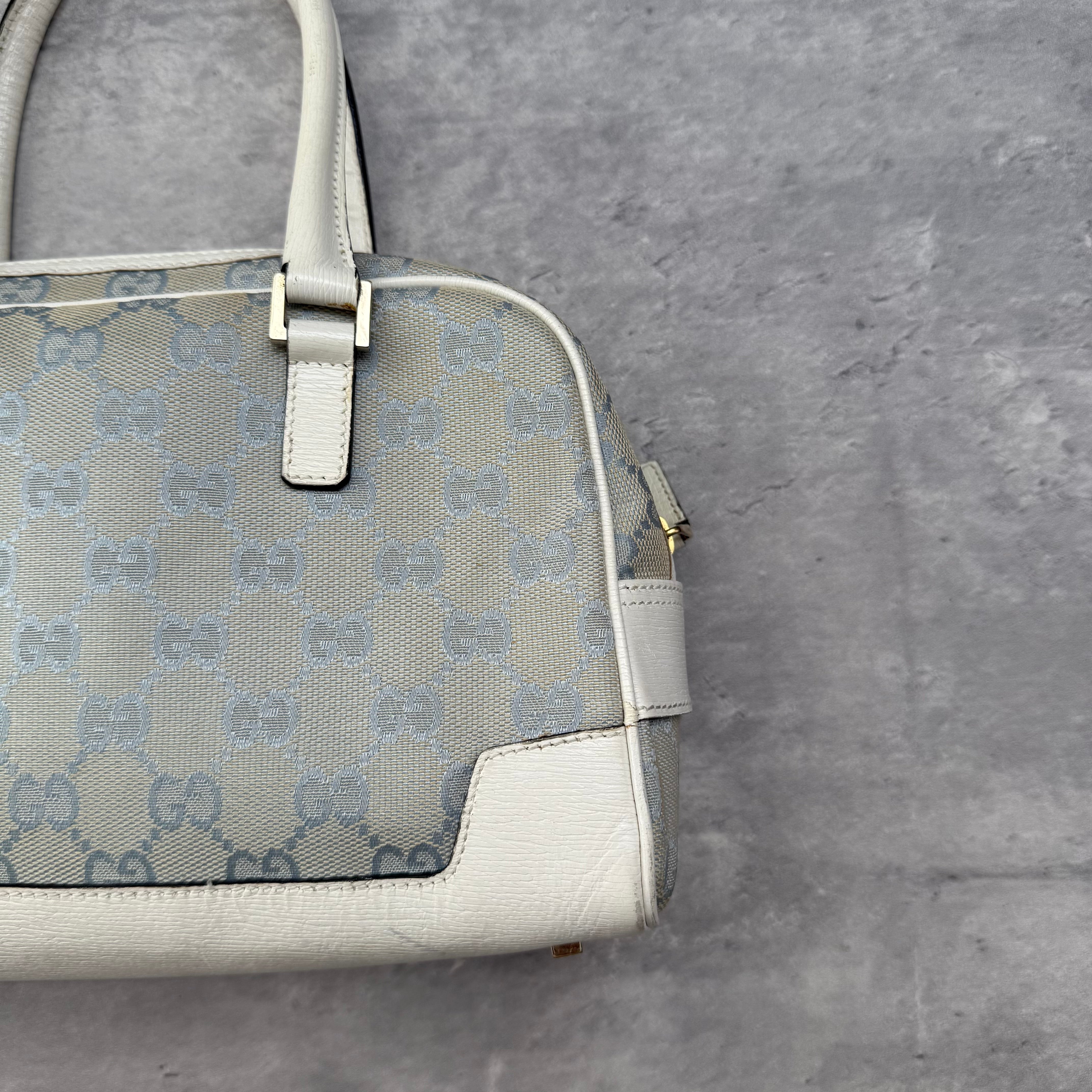 Gucci GG Monogram Boston Bowler ShoulderBag Light Blue/White