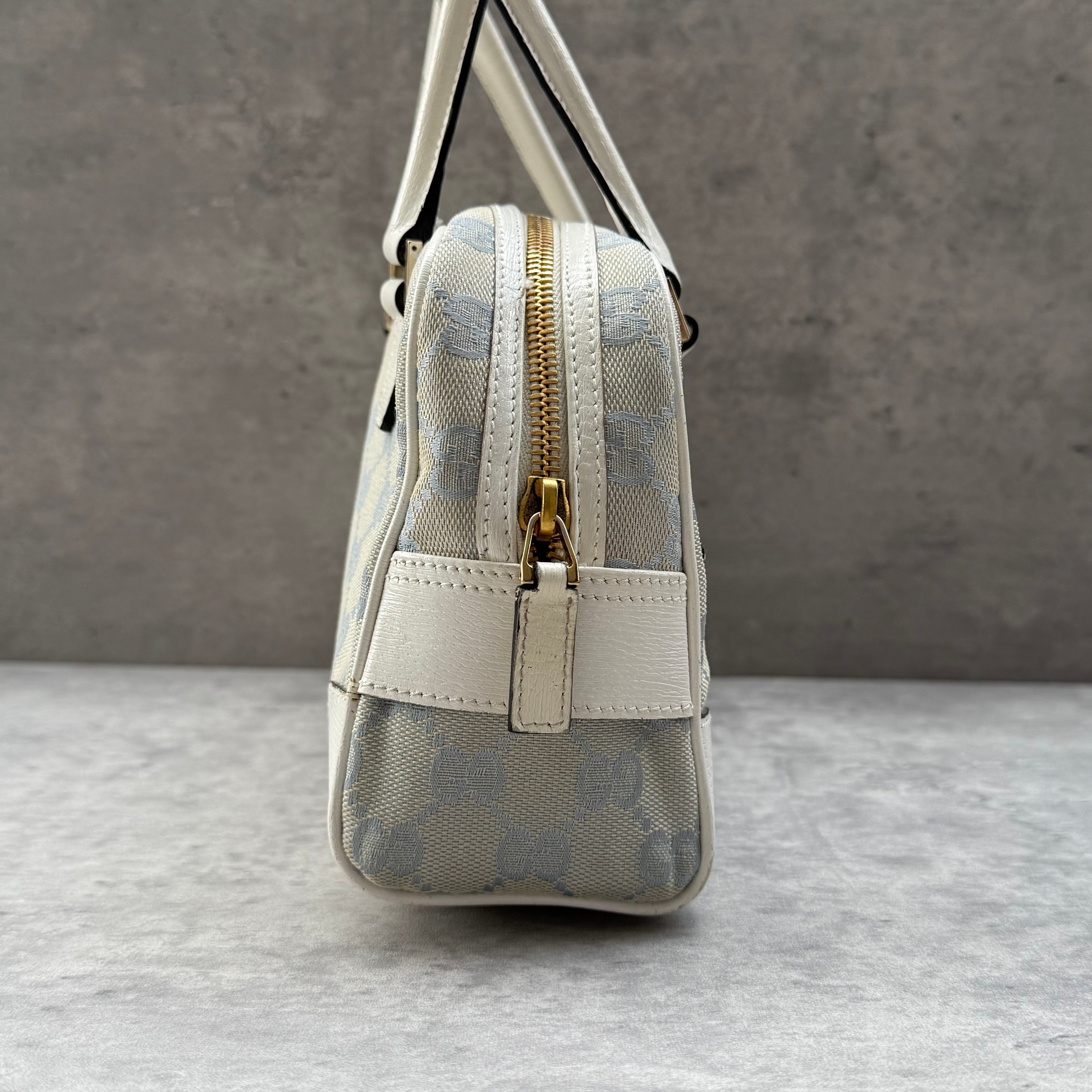 Gucci GG Monogram Boston Bowler ShoulderBag Light Blue/White