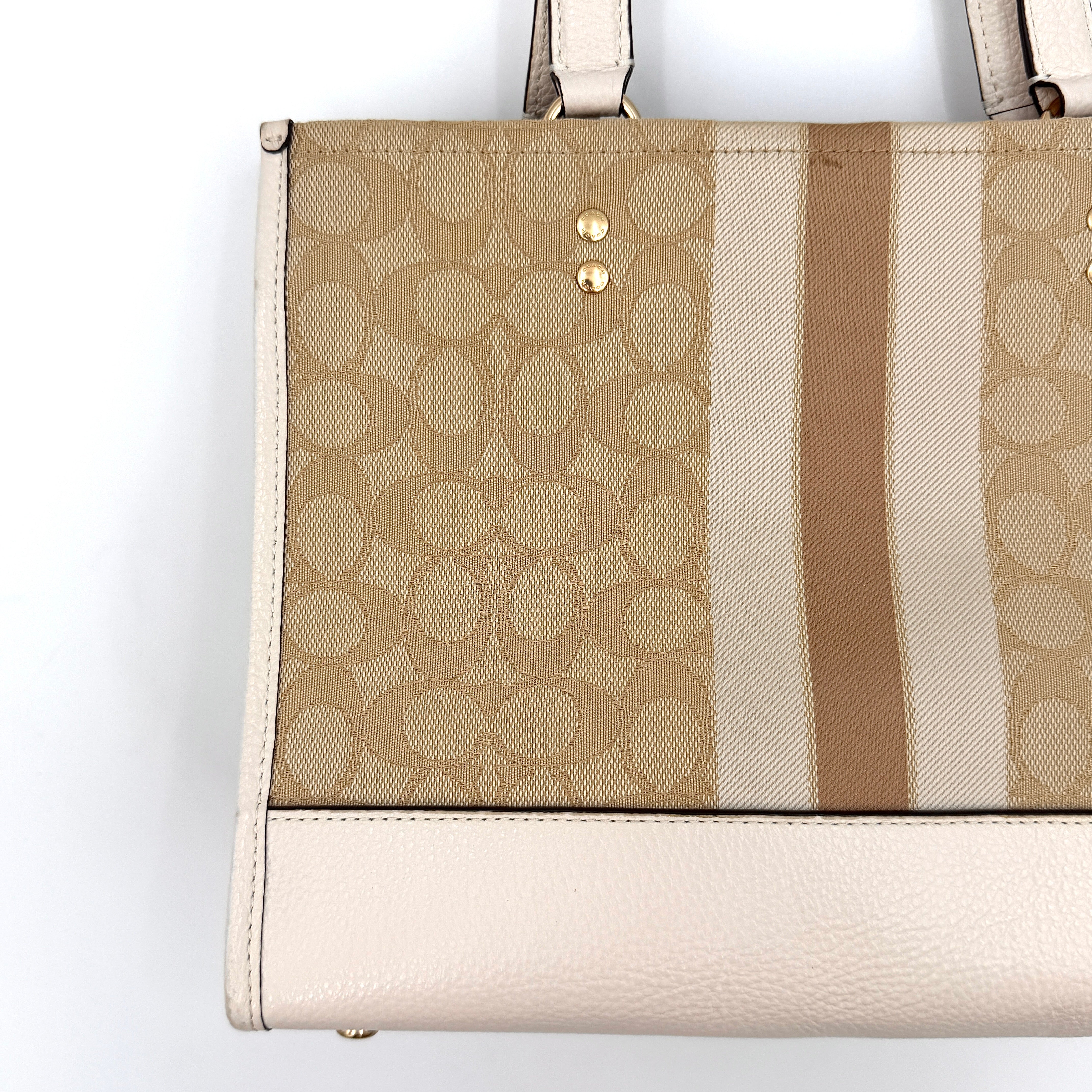 Coach Dempsey Carryall 22 Tote Bag Beige