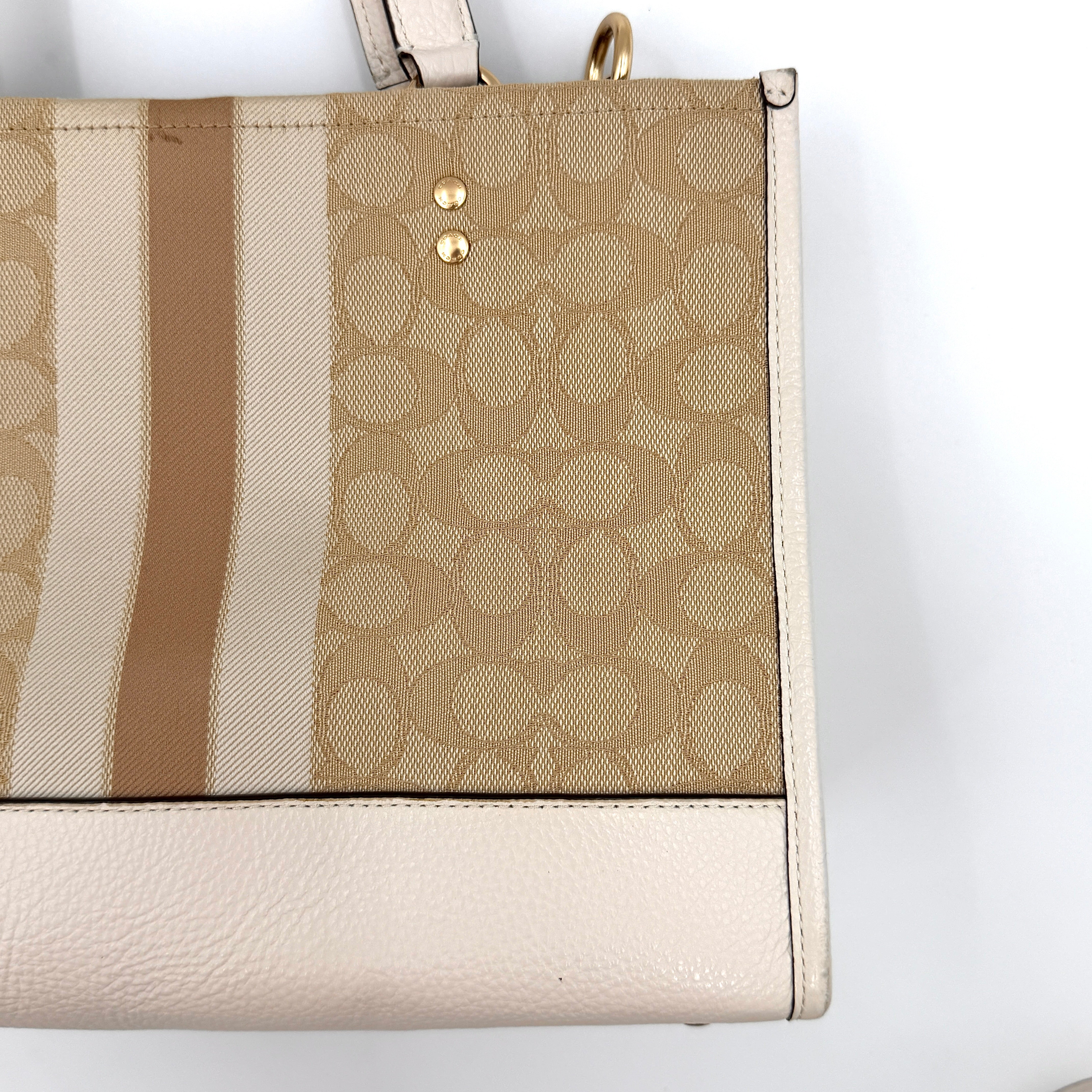 Coach Dempsey Carryall 22 Tote Bag Beige
