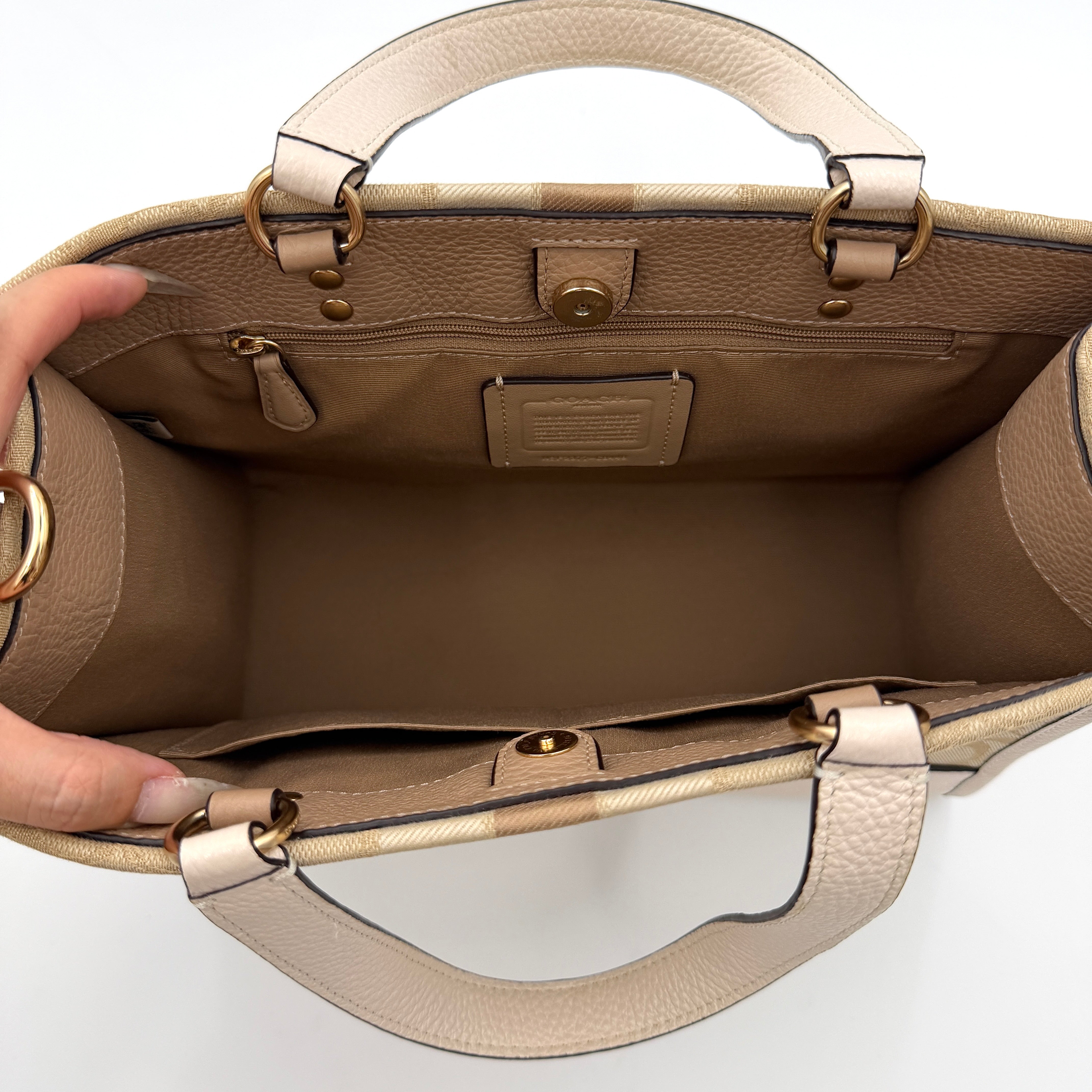 Coach Dempsey Carryall 22 Tote Bag Beige