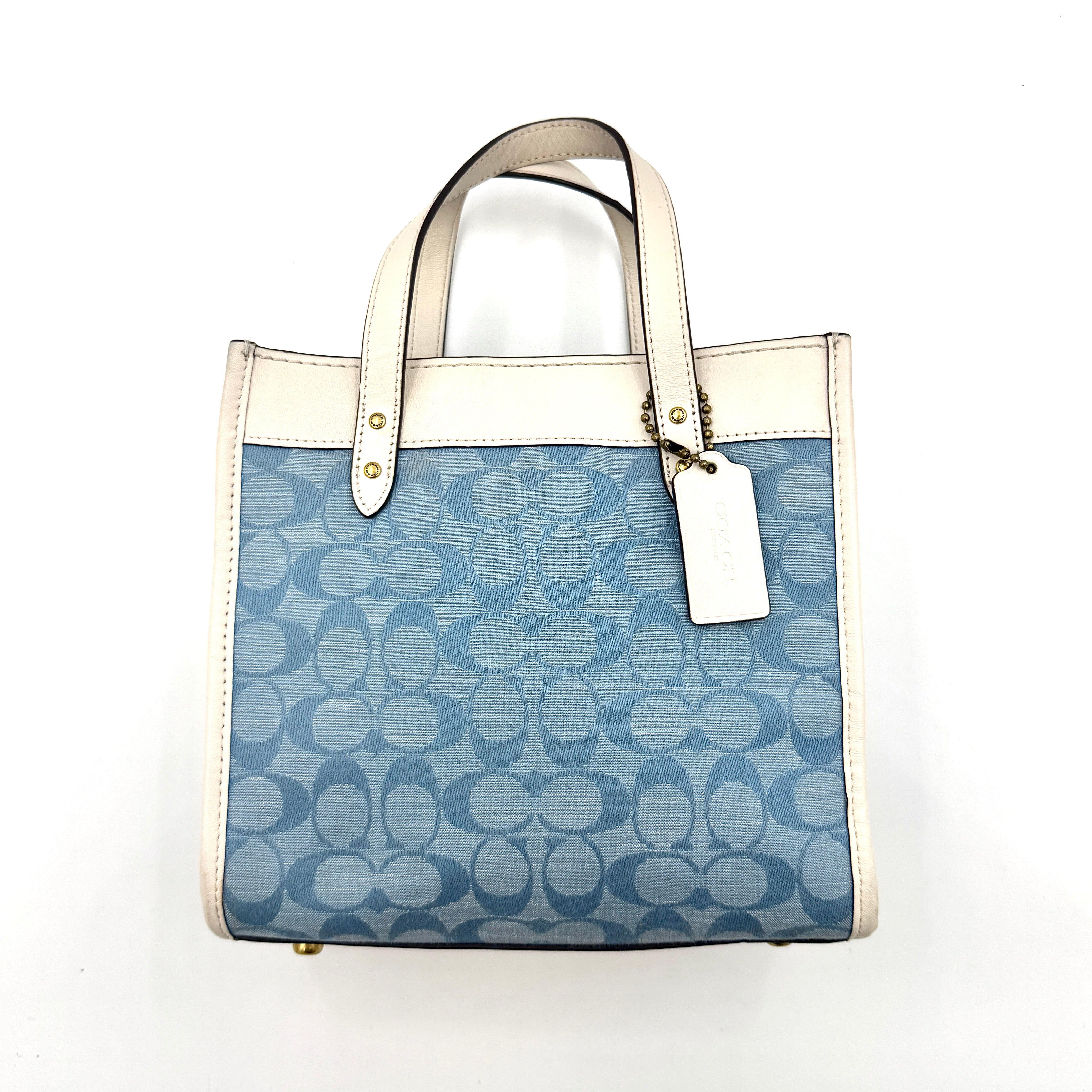 Coach 2Way Field 22 Chambray Light Washed Denim Tote Bag