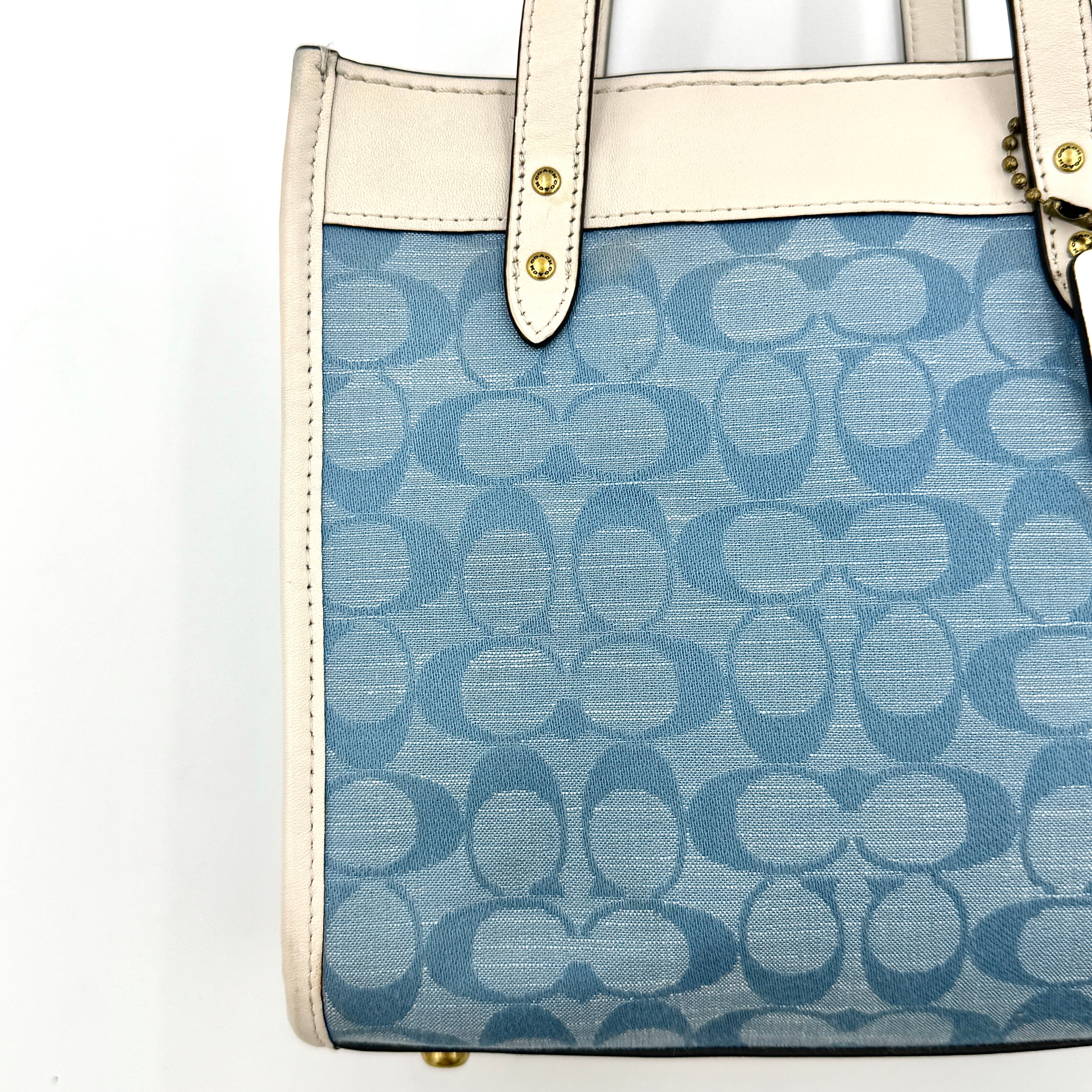 Coach 2Way Field 22 Chambray Light Washed Denim Tote Bag