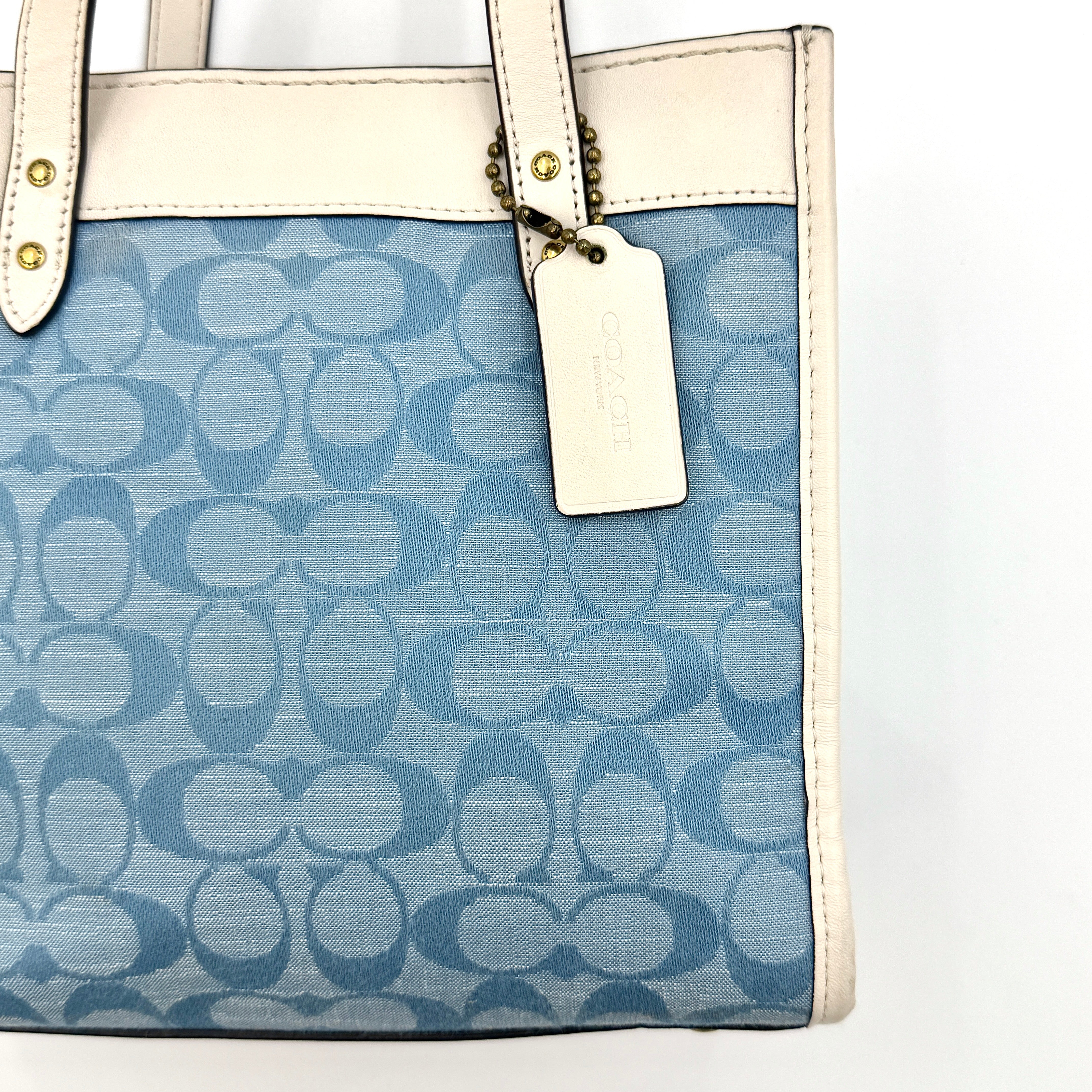 Coach 2Way Field 22 Chambray Light Washed Denim Tote Bag