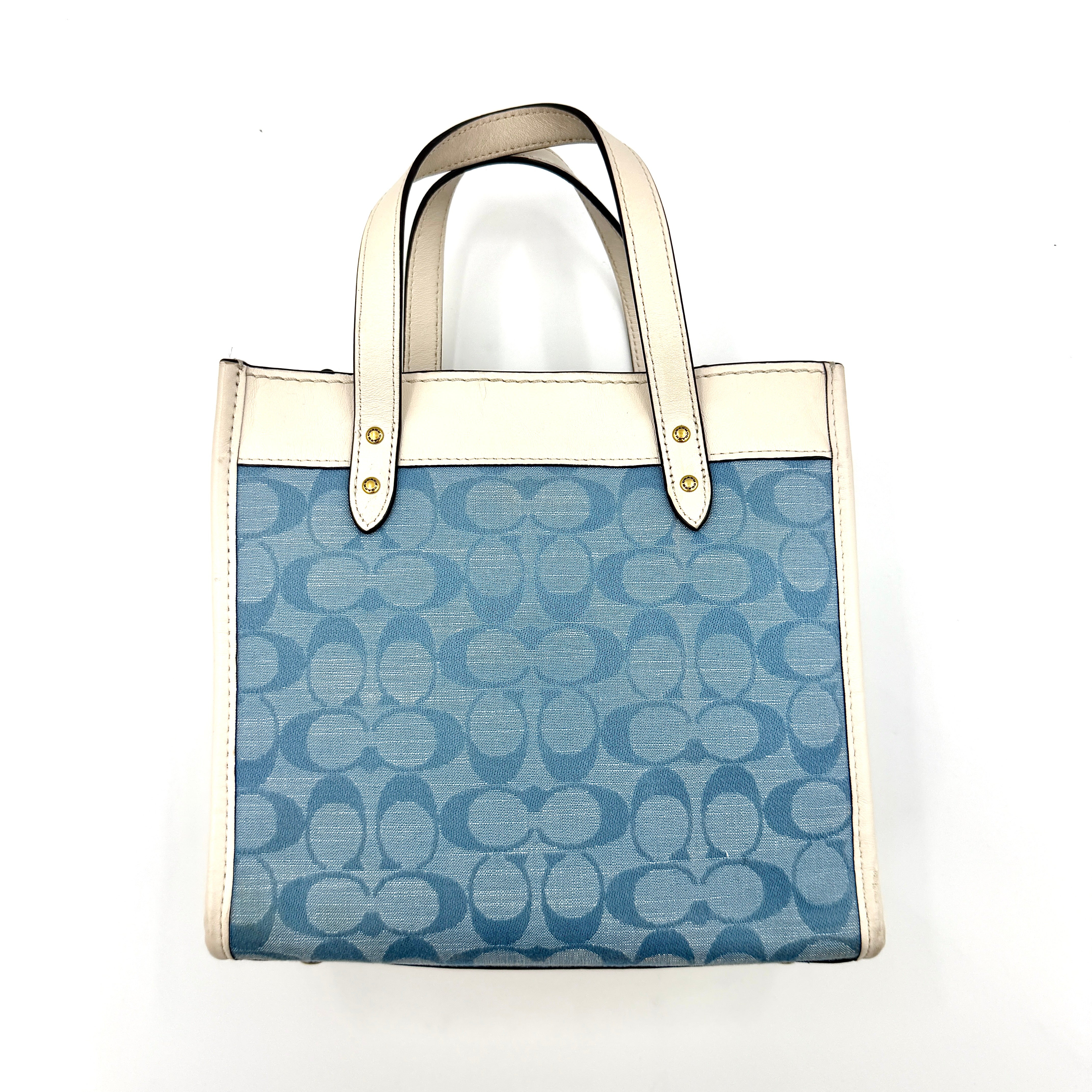Coach 2Way Field 22 Chambray Light Washed Denim Tote Bag
