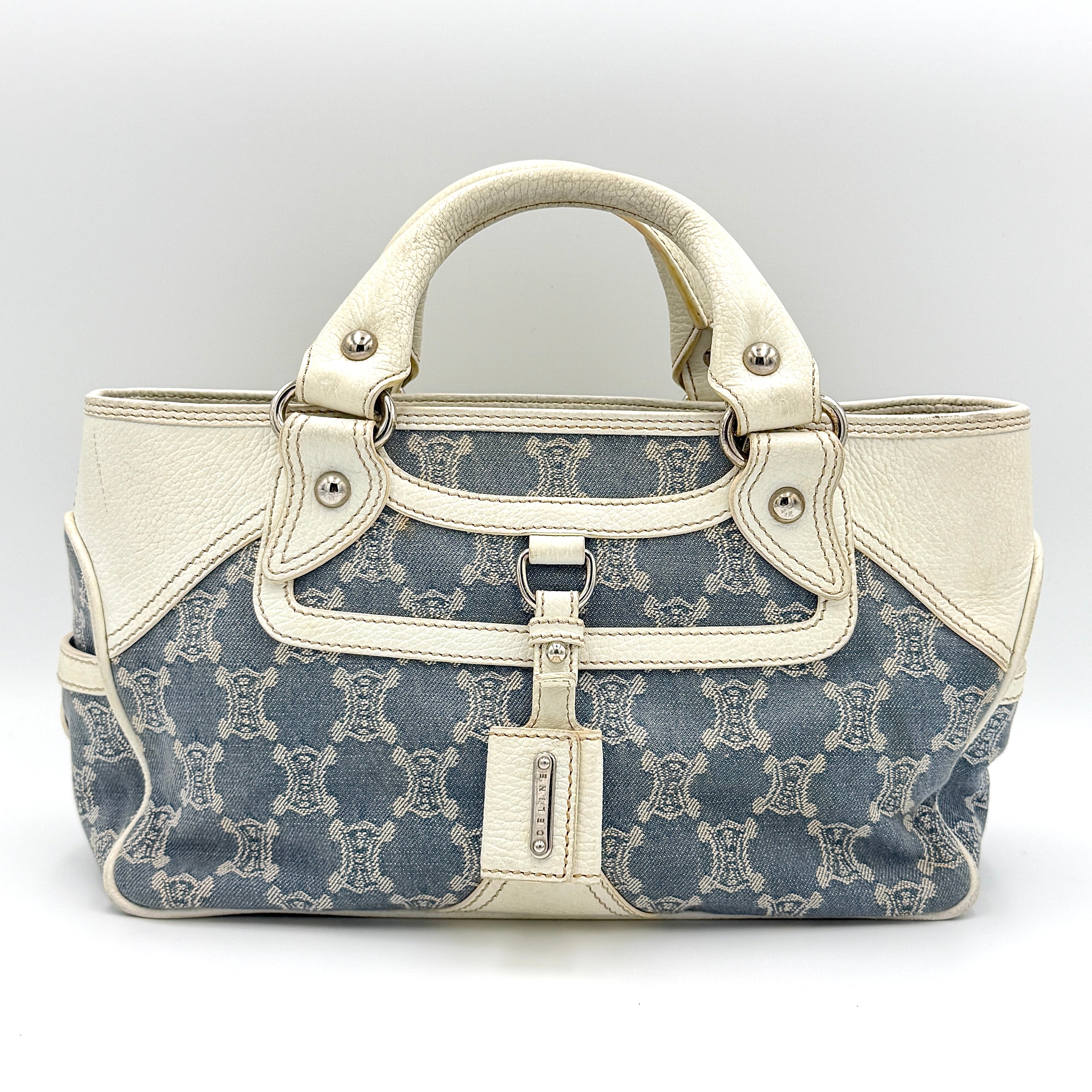 Celine Triomphe Macadam Boogie Denim Handbag Blue/White