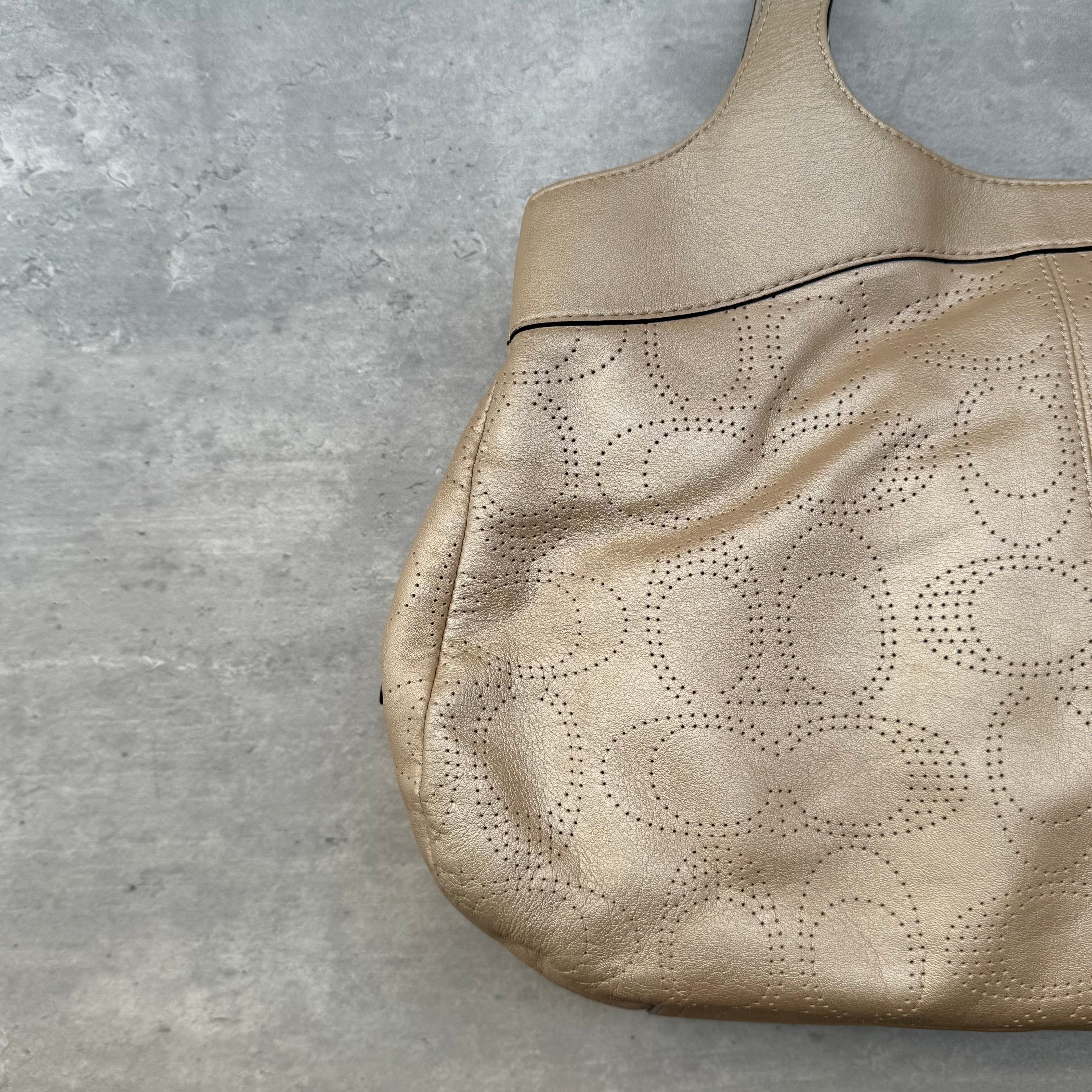 Coach Perforated Hobo Handbag Light Brown