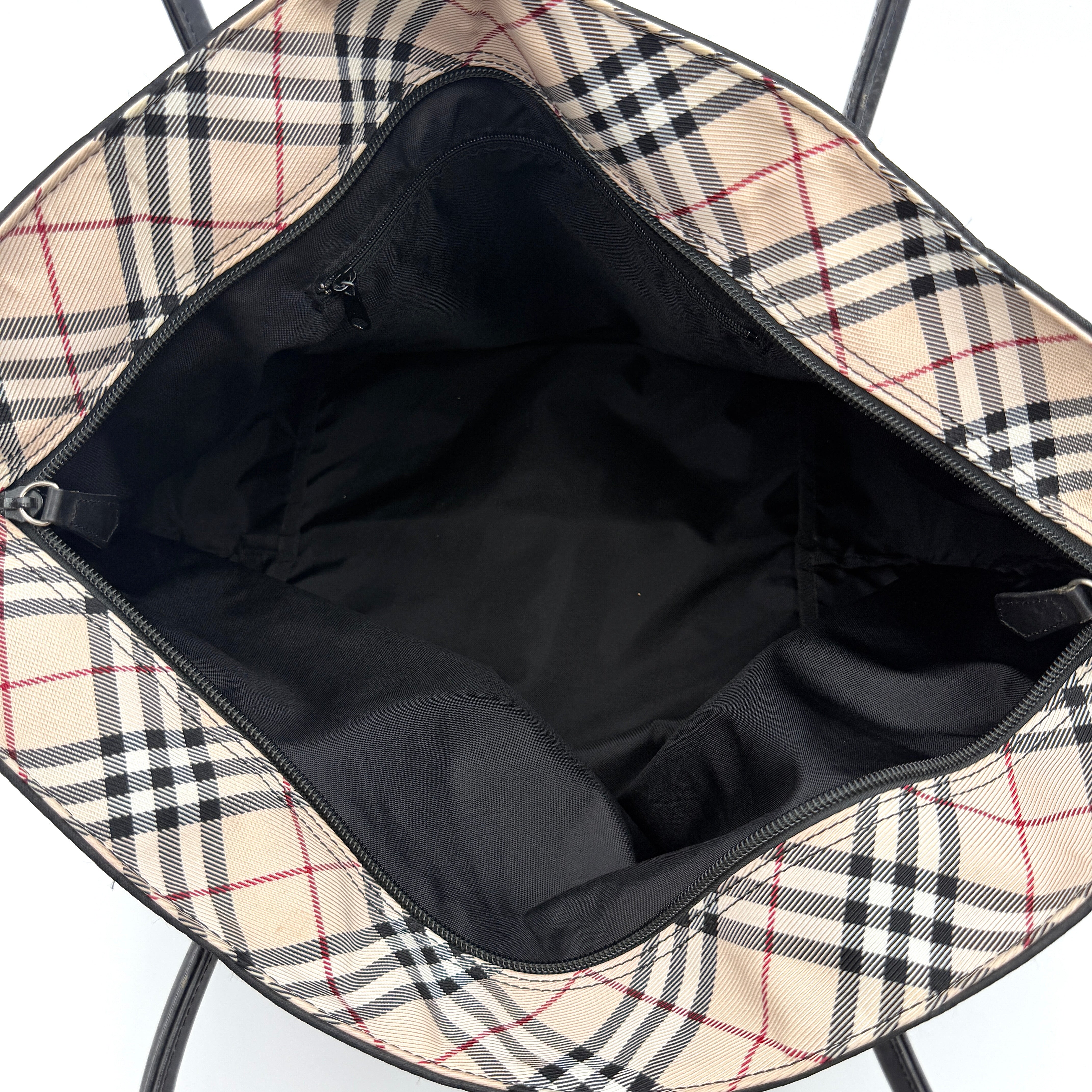 Burberry Nova Check Nylon Tote Bag Black/Beige