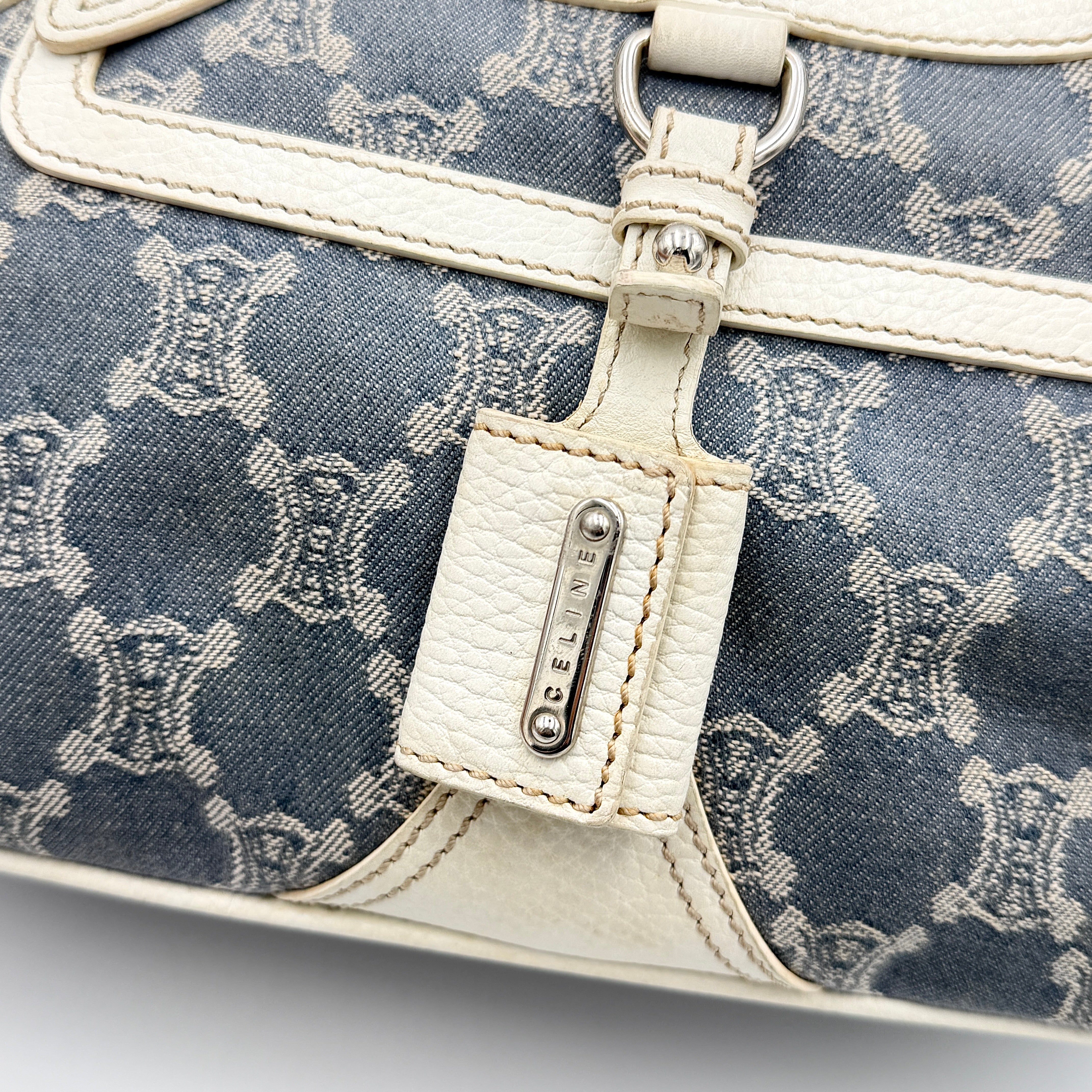 Celine Triomphe Macadam Boogie Denim Handbag Blue/White