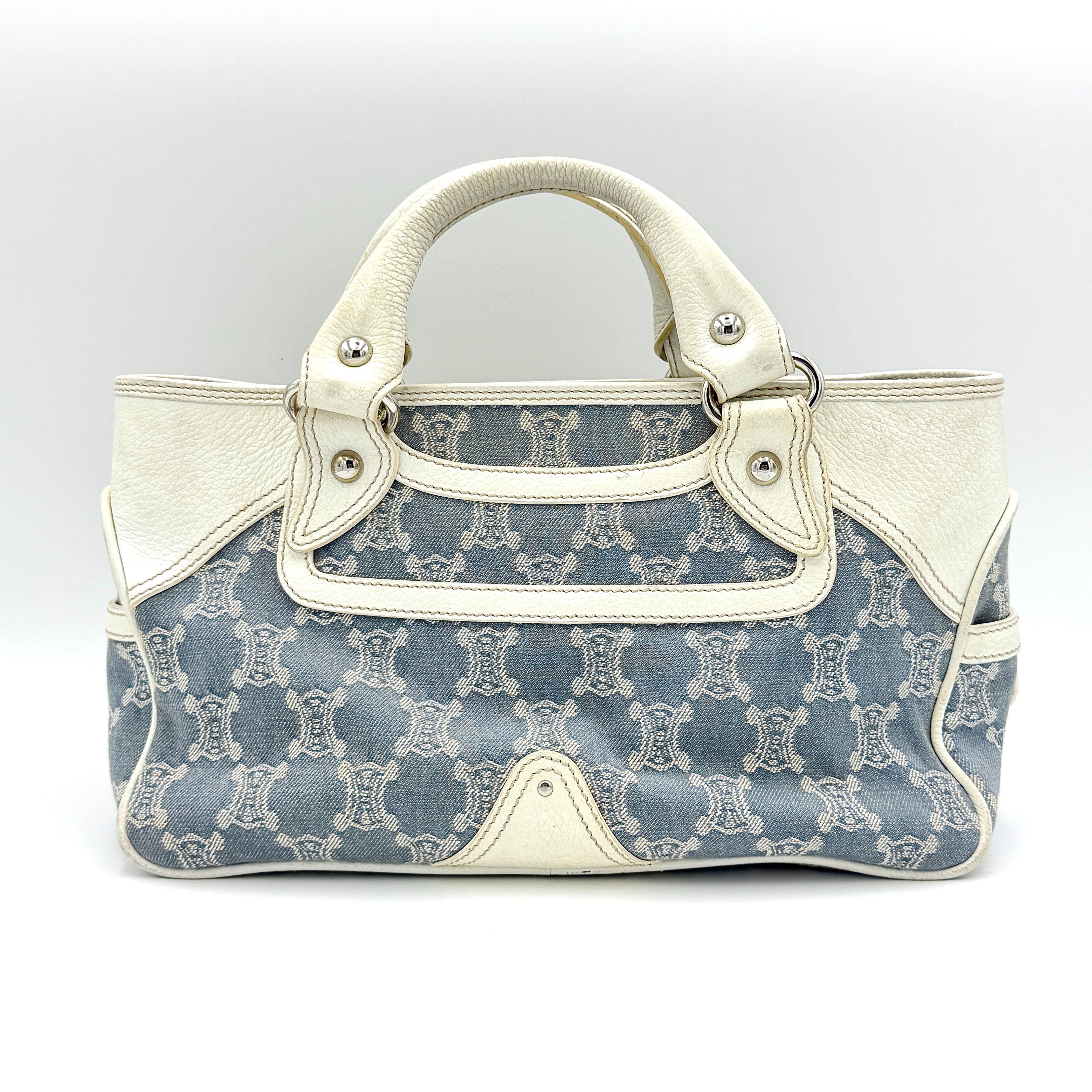 Celine Triomphe Macadam Boogie Denim Handbag Blue/White