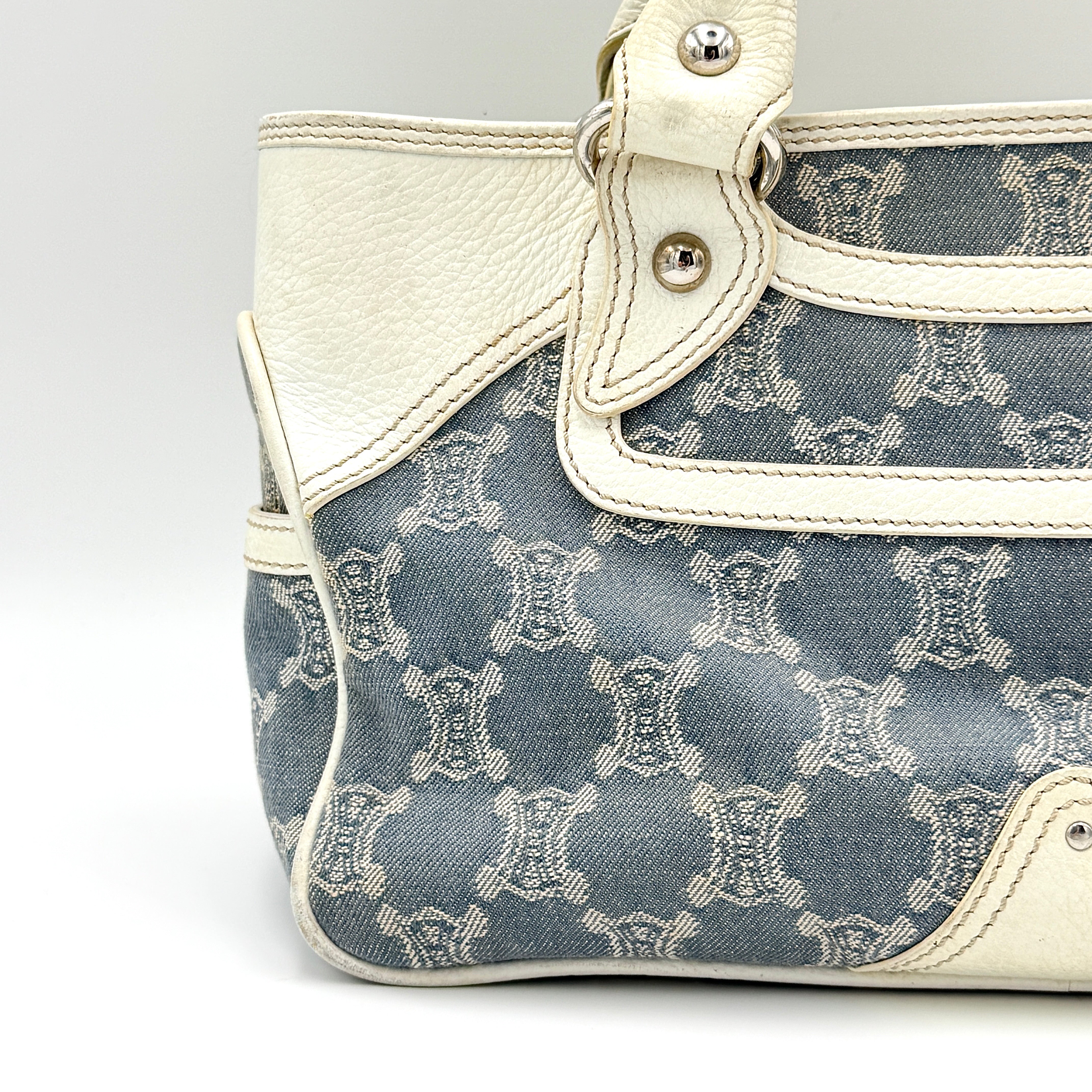 Celine Triomphe Macadam Boogie Denim Handbag Blue/White