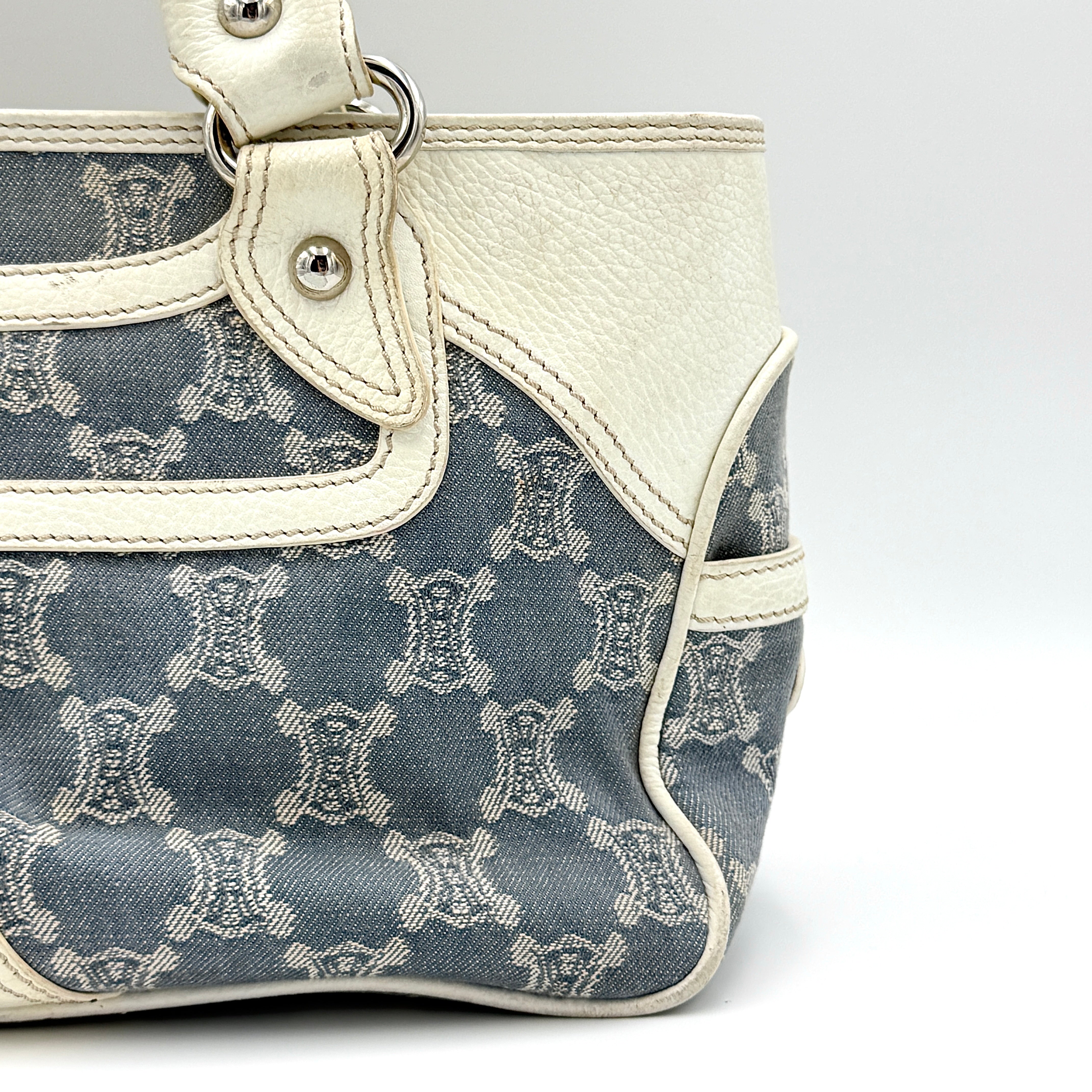 Celine Triomphe Macadam Boogie Denim Handbag Blue/White