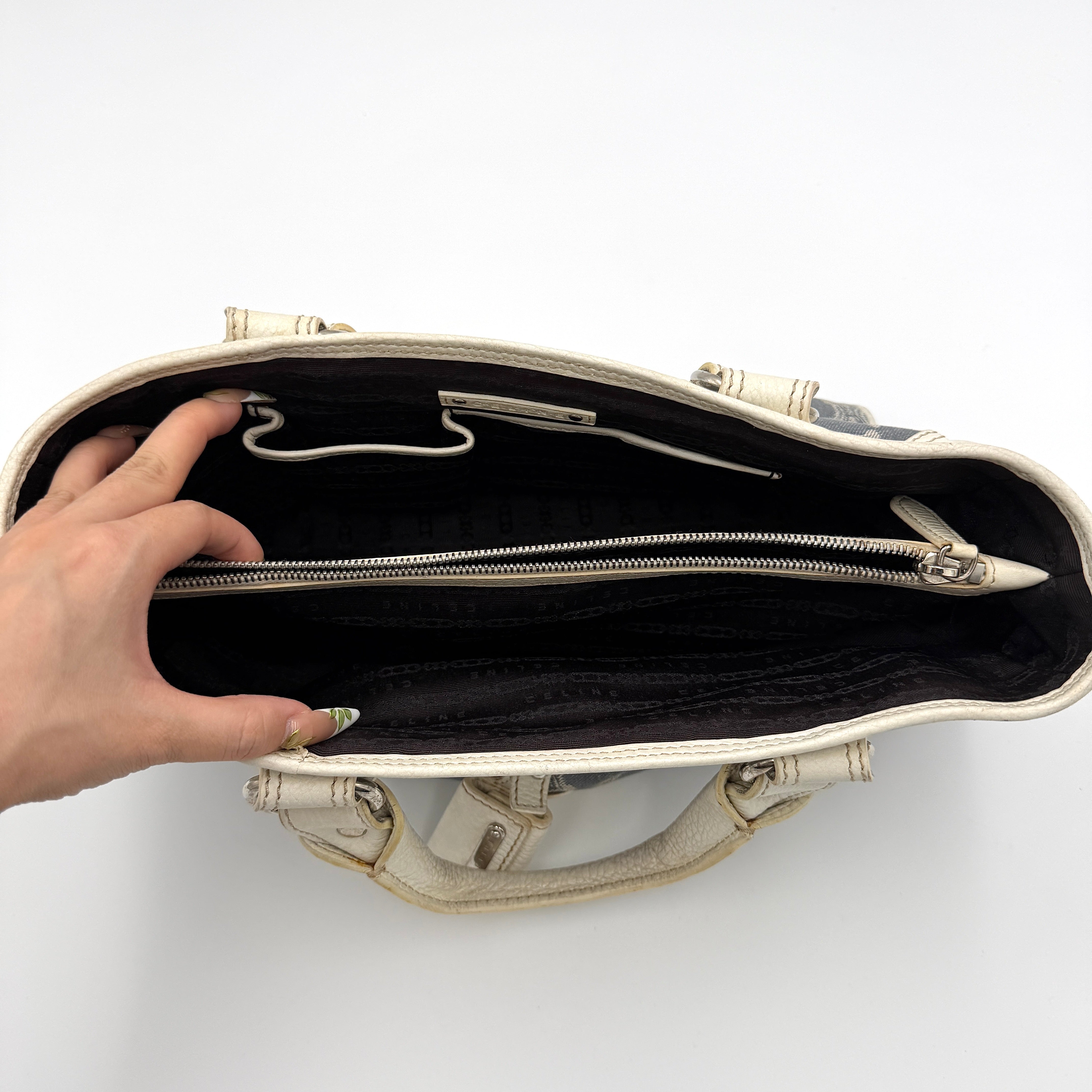 Celine Triomphe Macadam Boogie Denim Handbag Blue/White