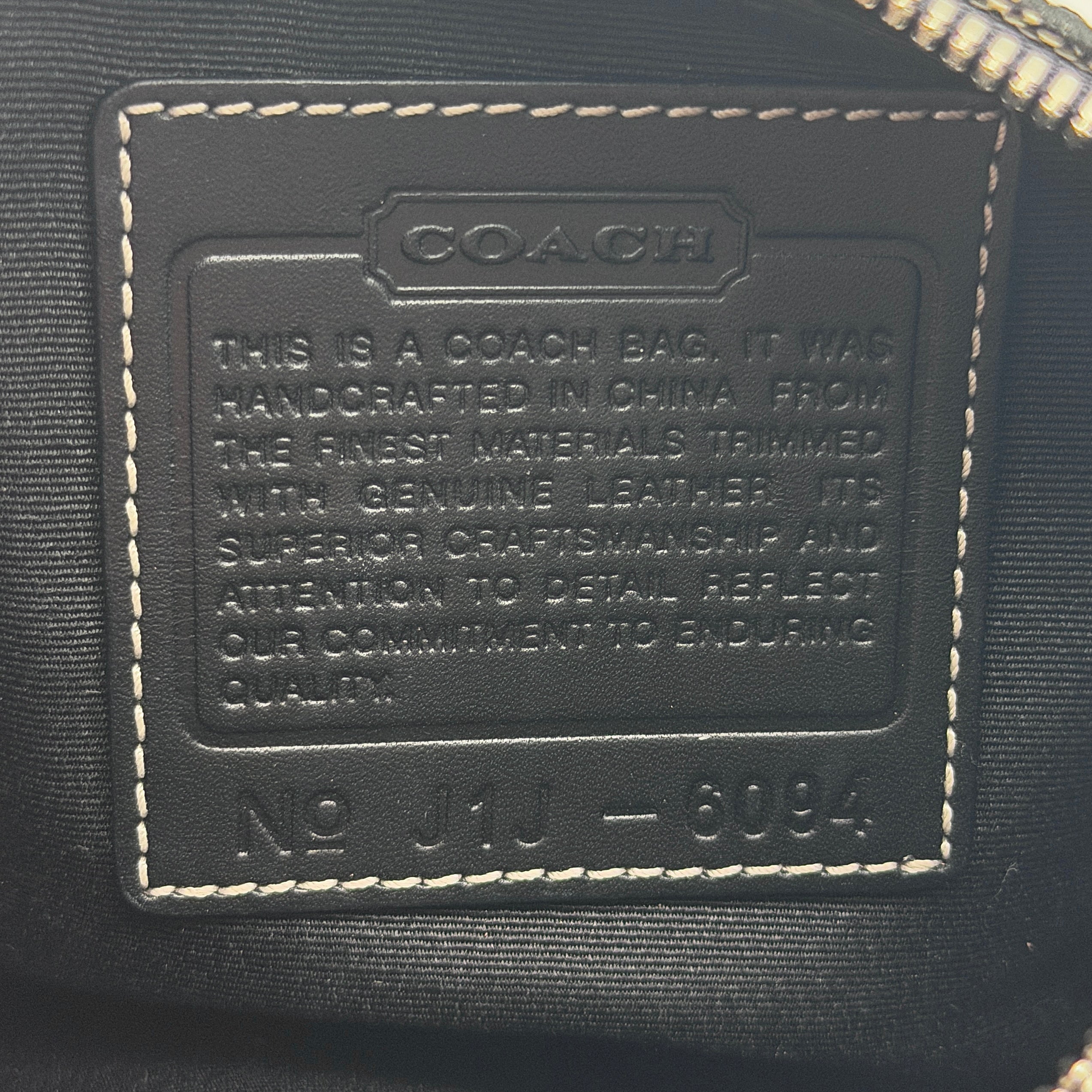Coach Y2K Demi Shoulder Bag in grey and black jacquard with black leather trim and silver hardware.