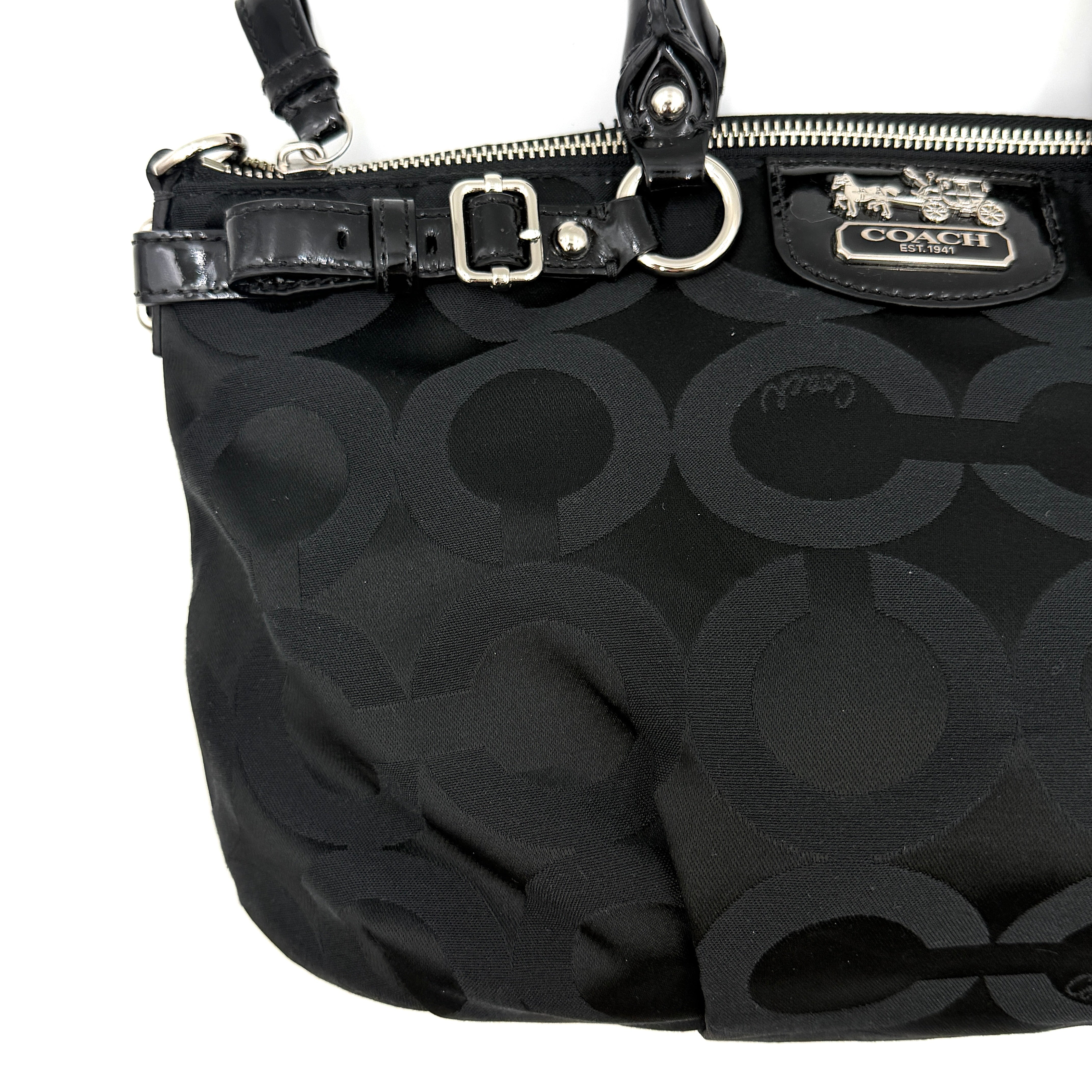 Coach 2Way Madison Op Art Sophia Sateen Shoulder Bag Black