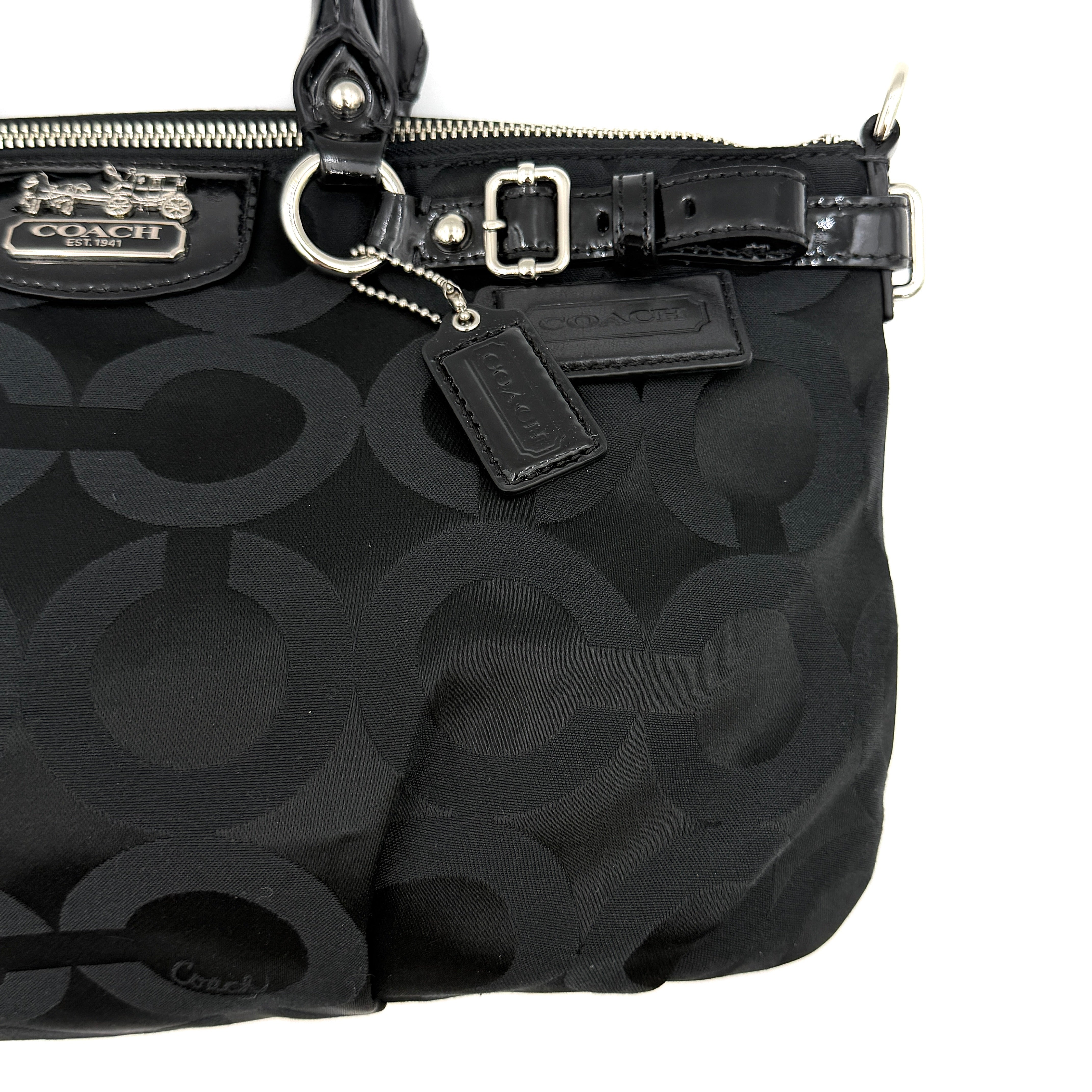 Coach 2Way Madison Op Art Sophia Sateen Shoulder Bag Black