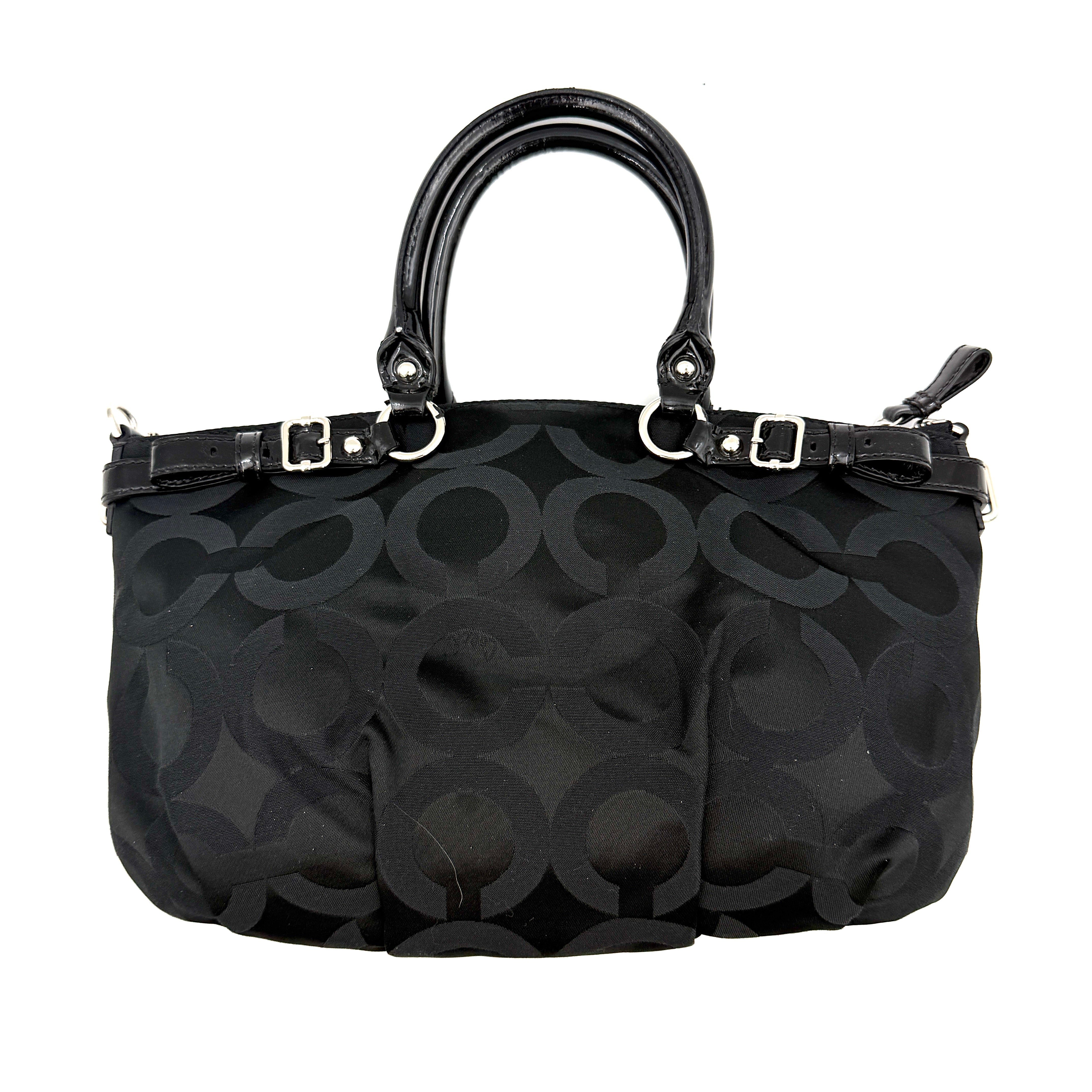 Coach 2Way Madison Op Art Sophia Sateen Shoulder Bag Black