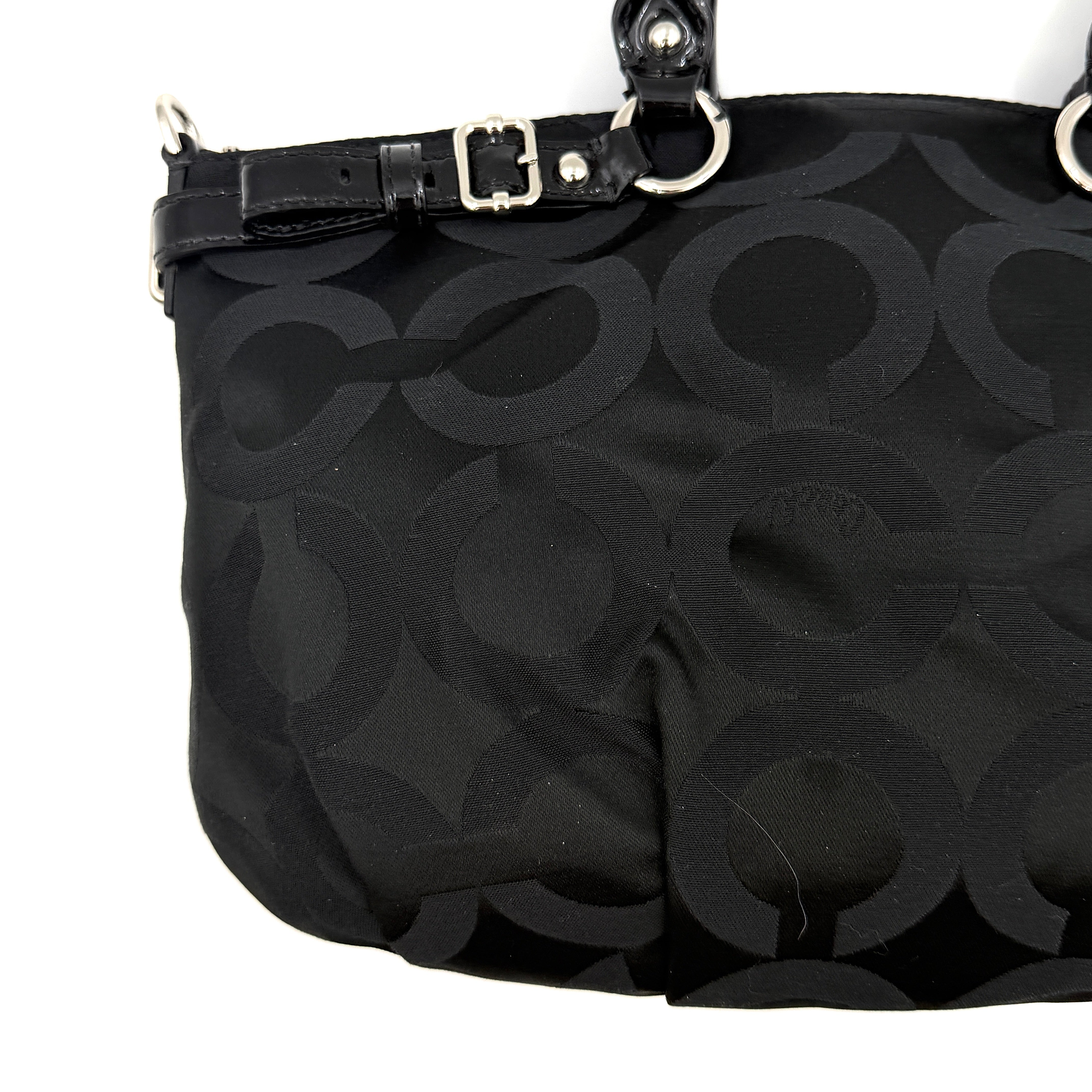 Coach 2Way Madison Op Art Sophia Sateen Shoulder Bag Black