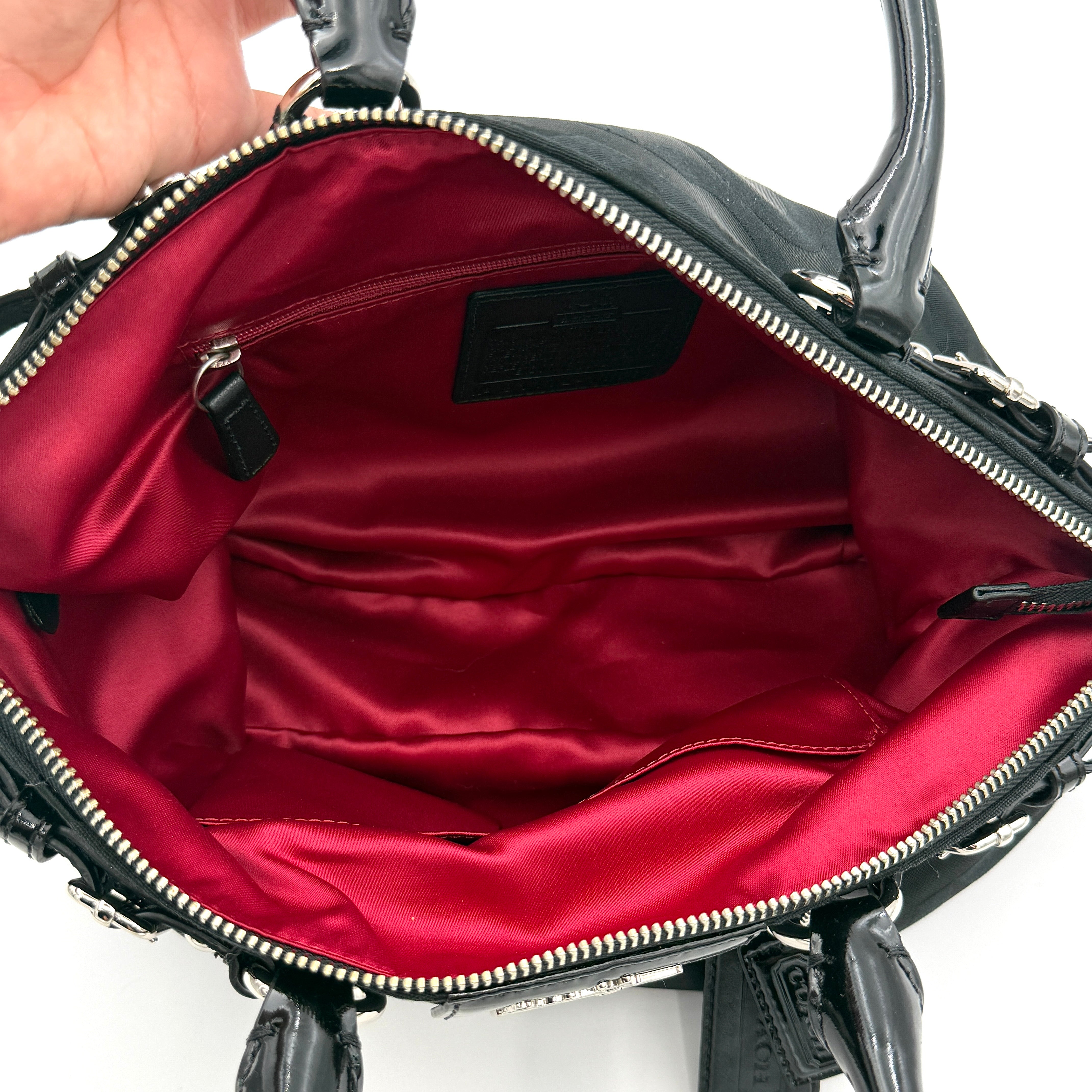 Coach 2Way Madison Op Art Sophia Sateen Shoulder Bag Black