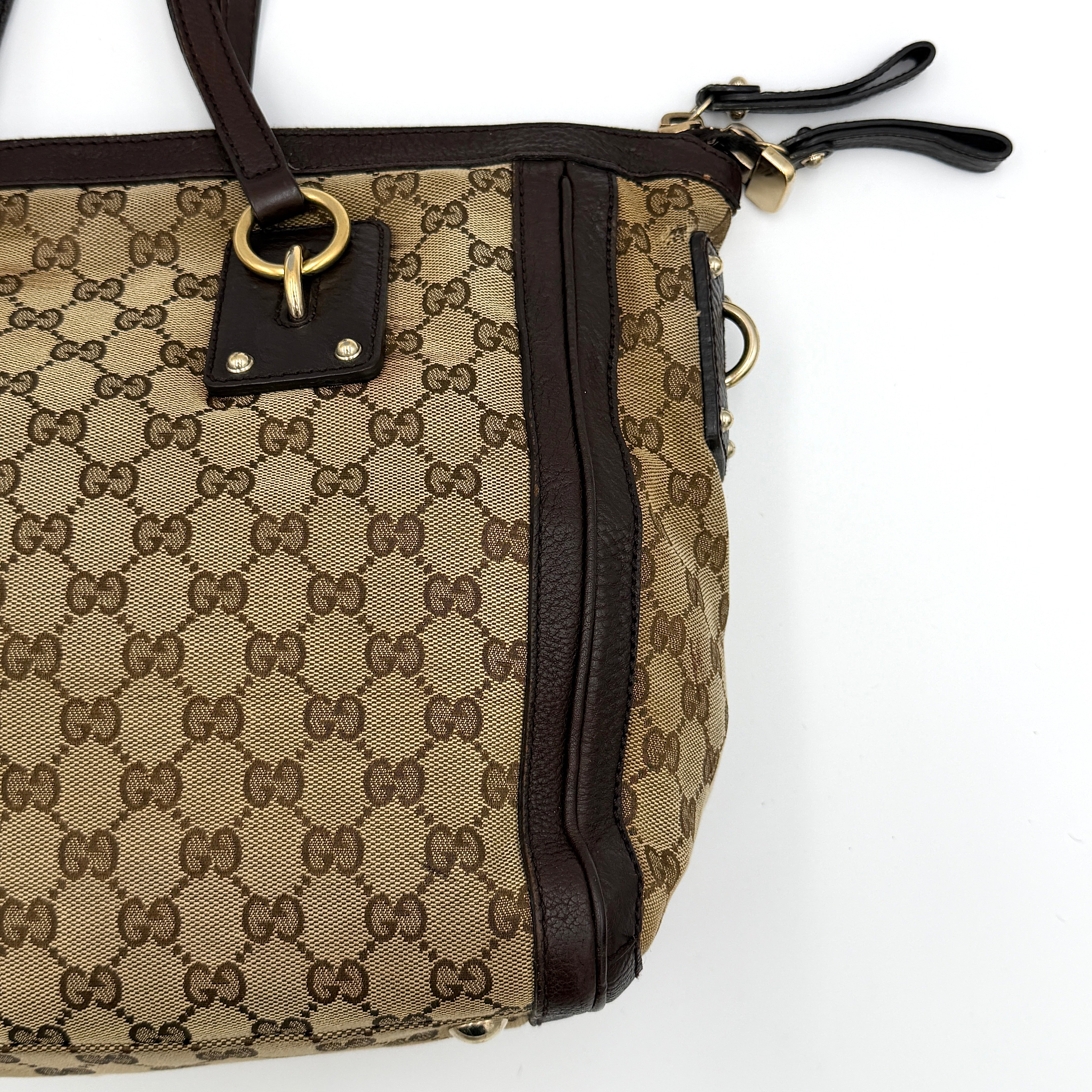 Gucci GG Monogram Charm Tote Bag Beige/Brown