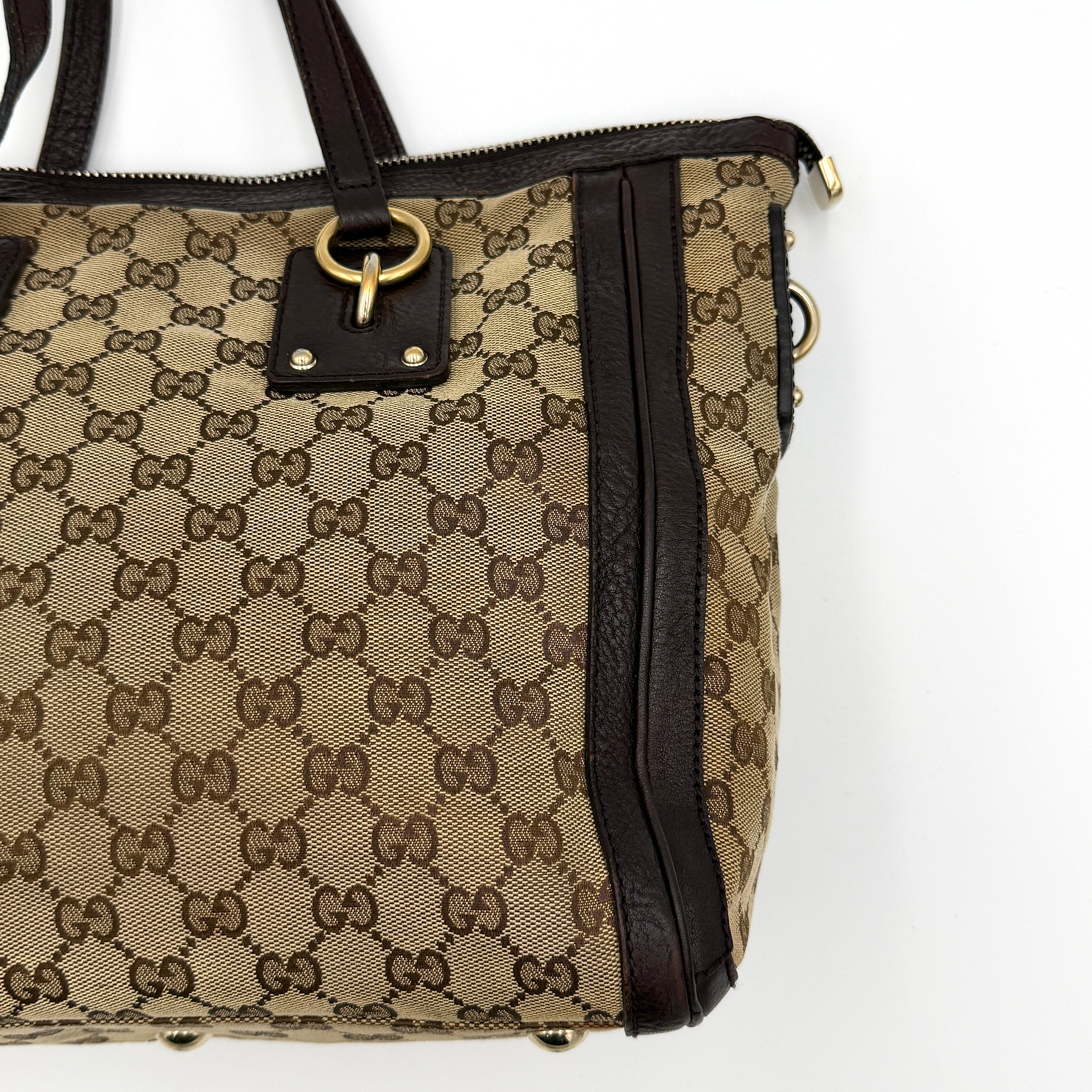 Gucci GG Monogram Charm Tote Bag Beige/Brown