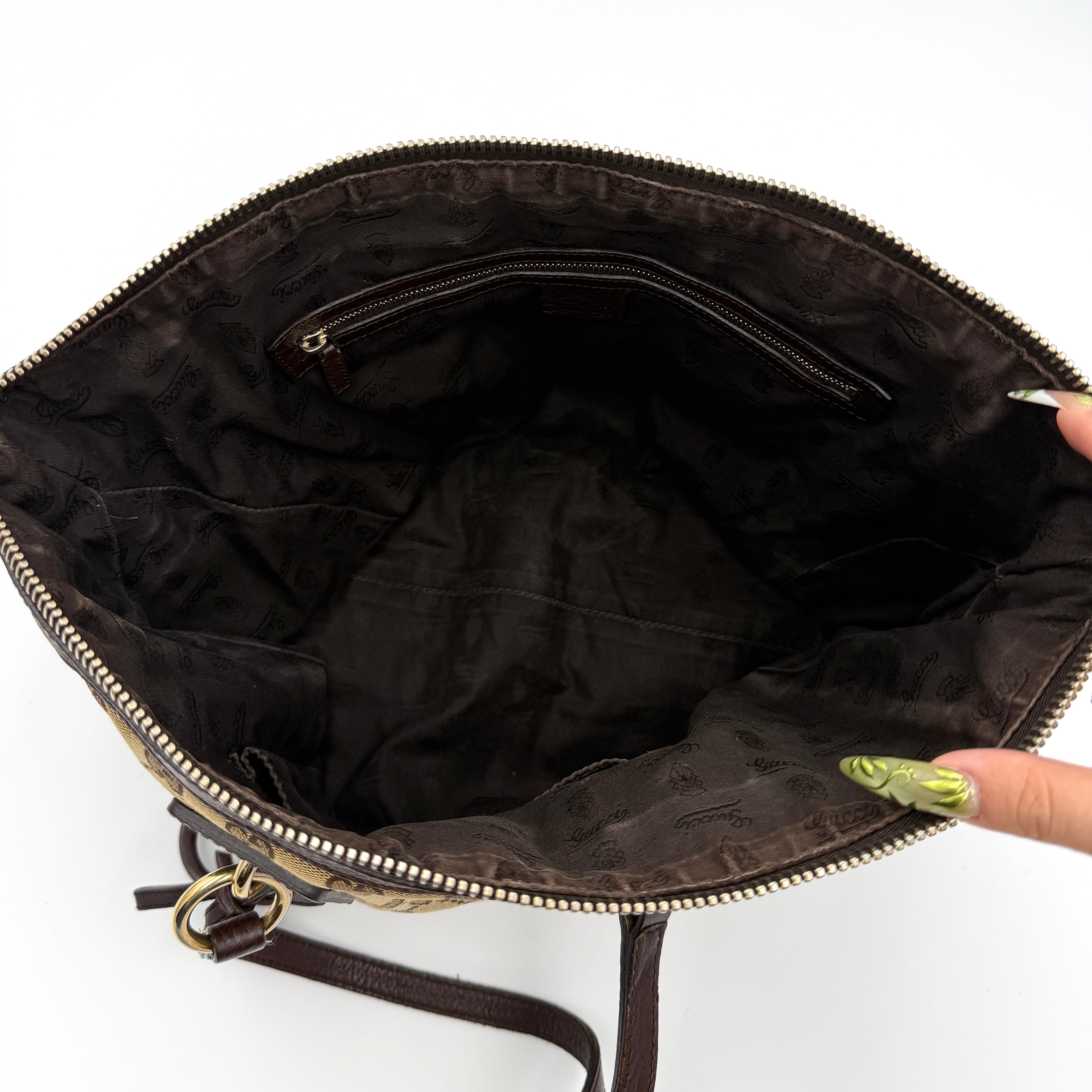 Gucci GG Monogram Charm Tote Bag Beige/Brown