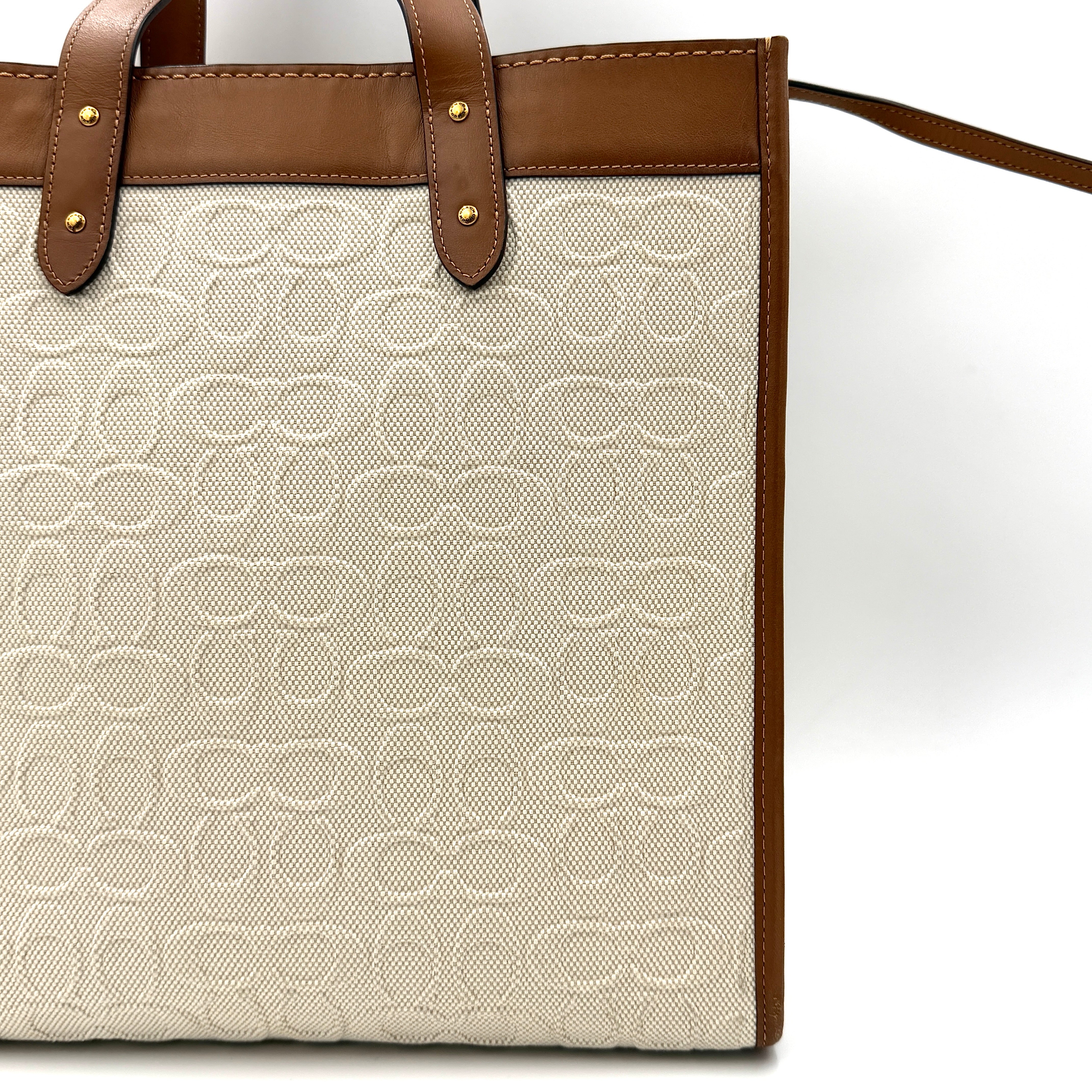 Coach 2Way Signature Field Tote Bag Cream/Tan