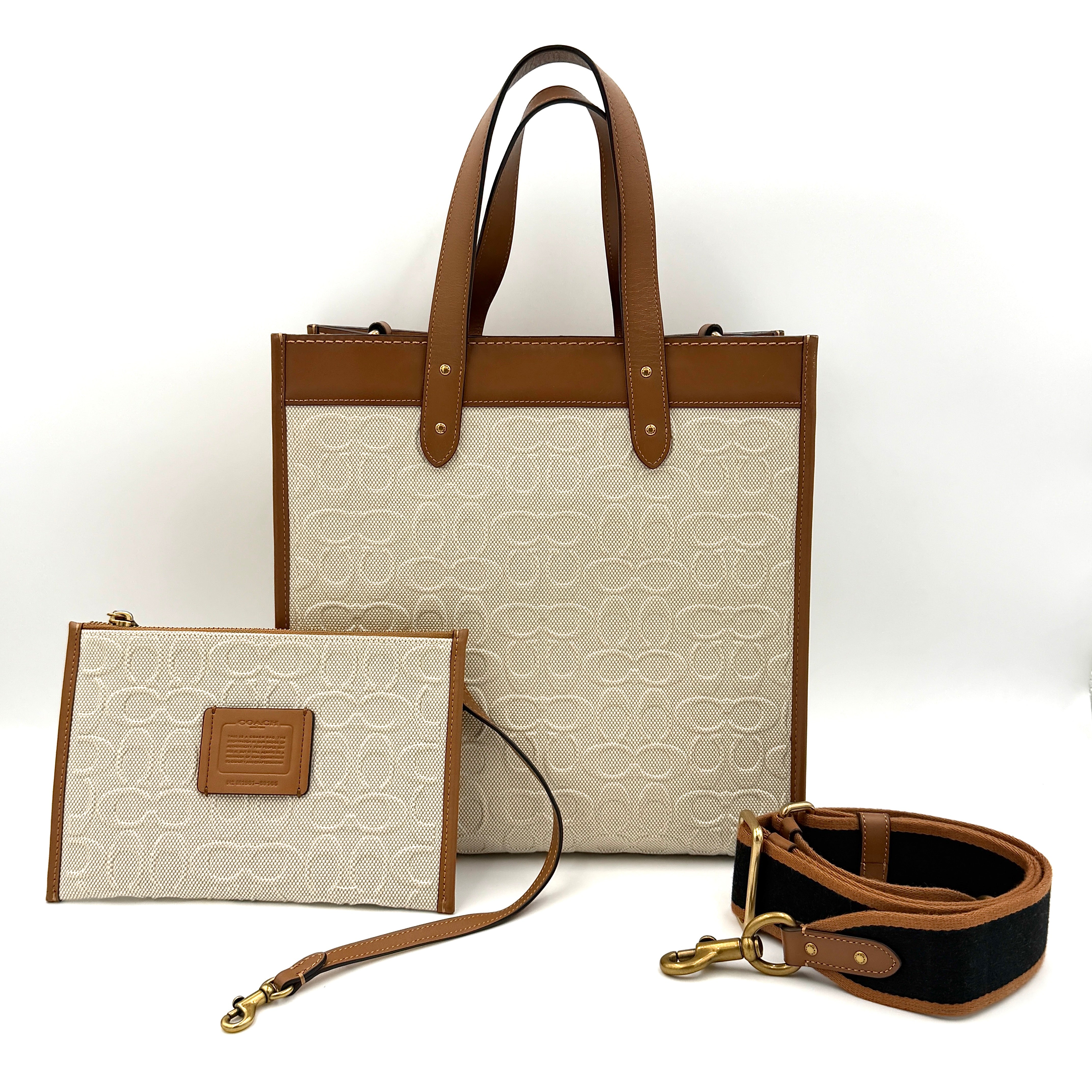 Coach 2Way Signature Field Tote Bag Cream/Tan