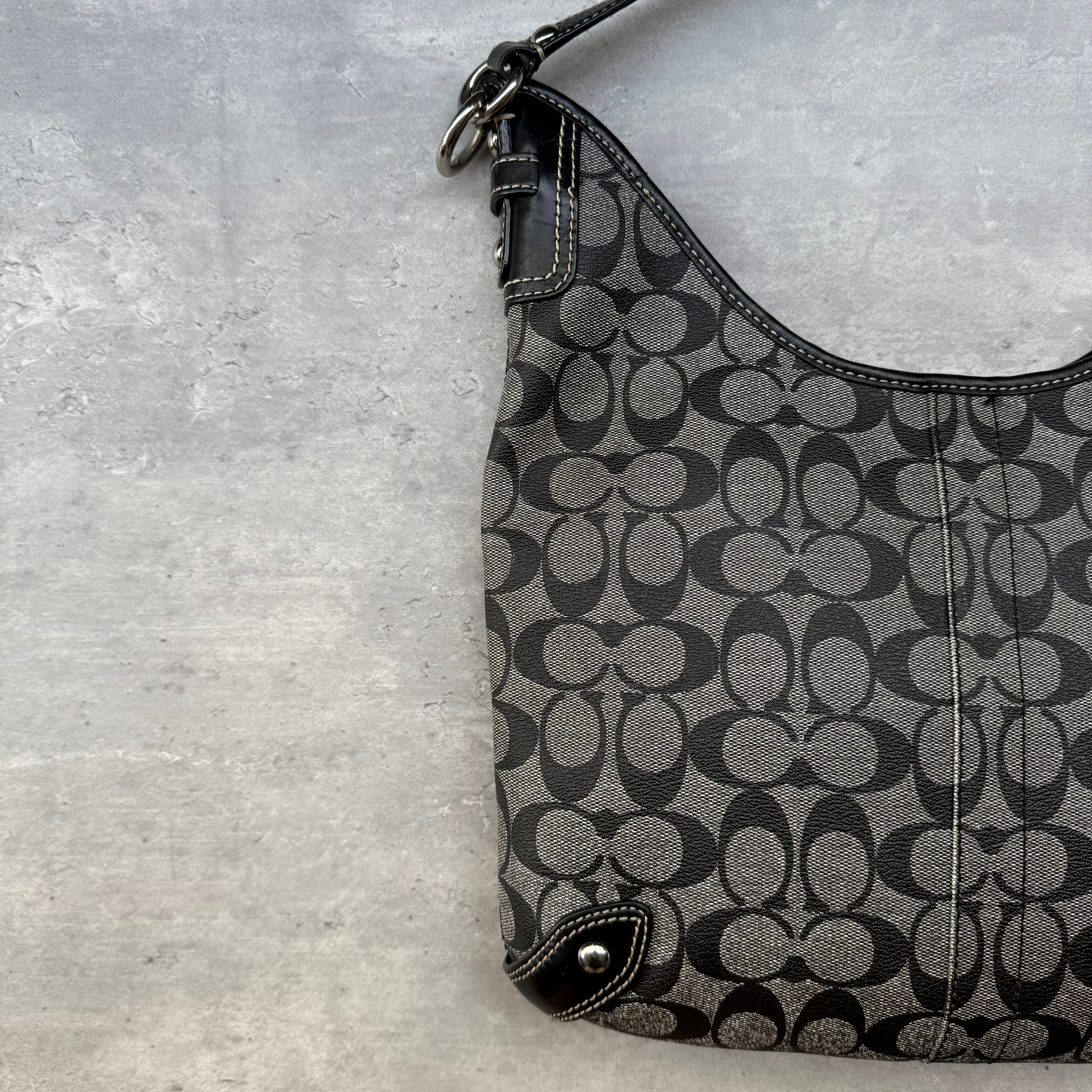 Coach Heritage Stripe Chelsea Hobo ShoulderBag Black/Grey