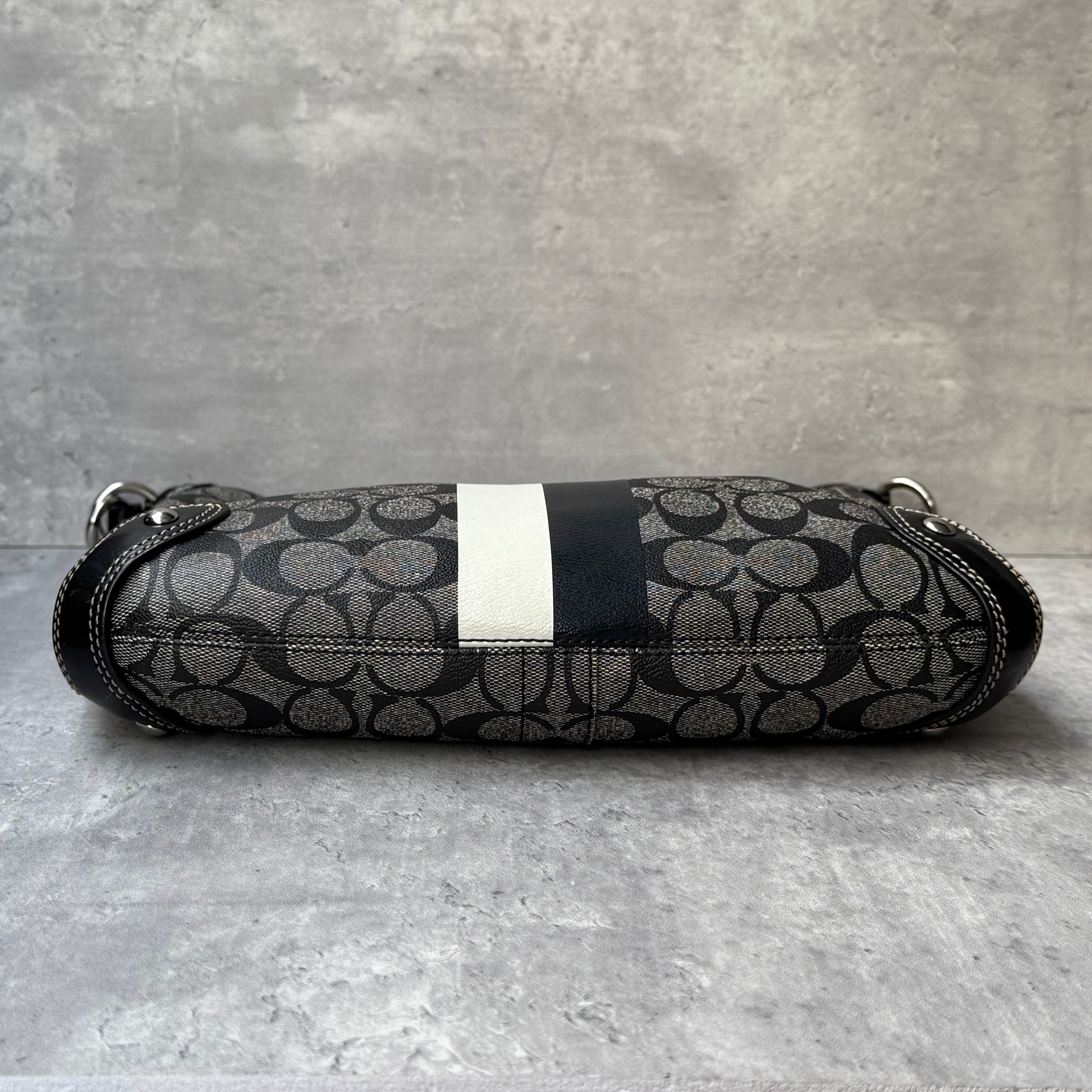 Coach Heritage Stripe Chelsea Hobo ShoulderBag Black/Grey