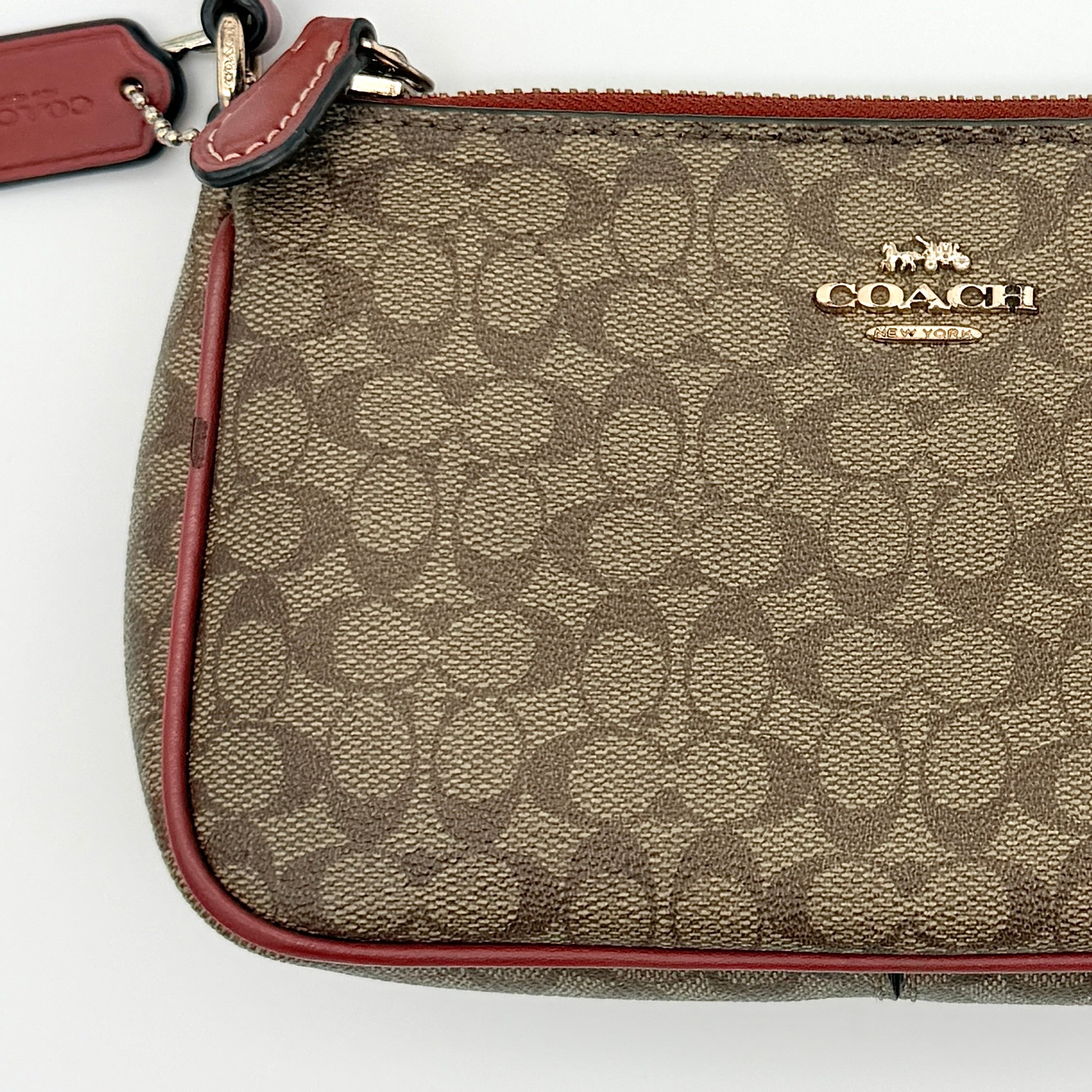 Coach Signature Nolita 19 Shoulder Bag Beige/Red