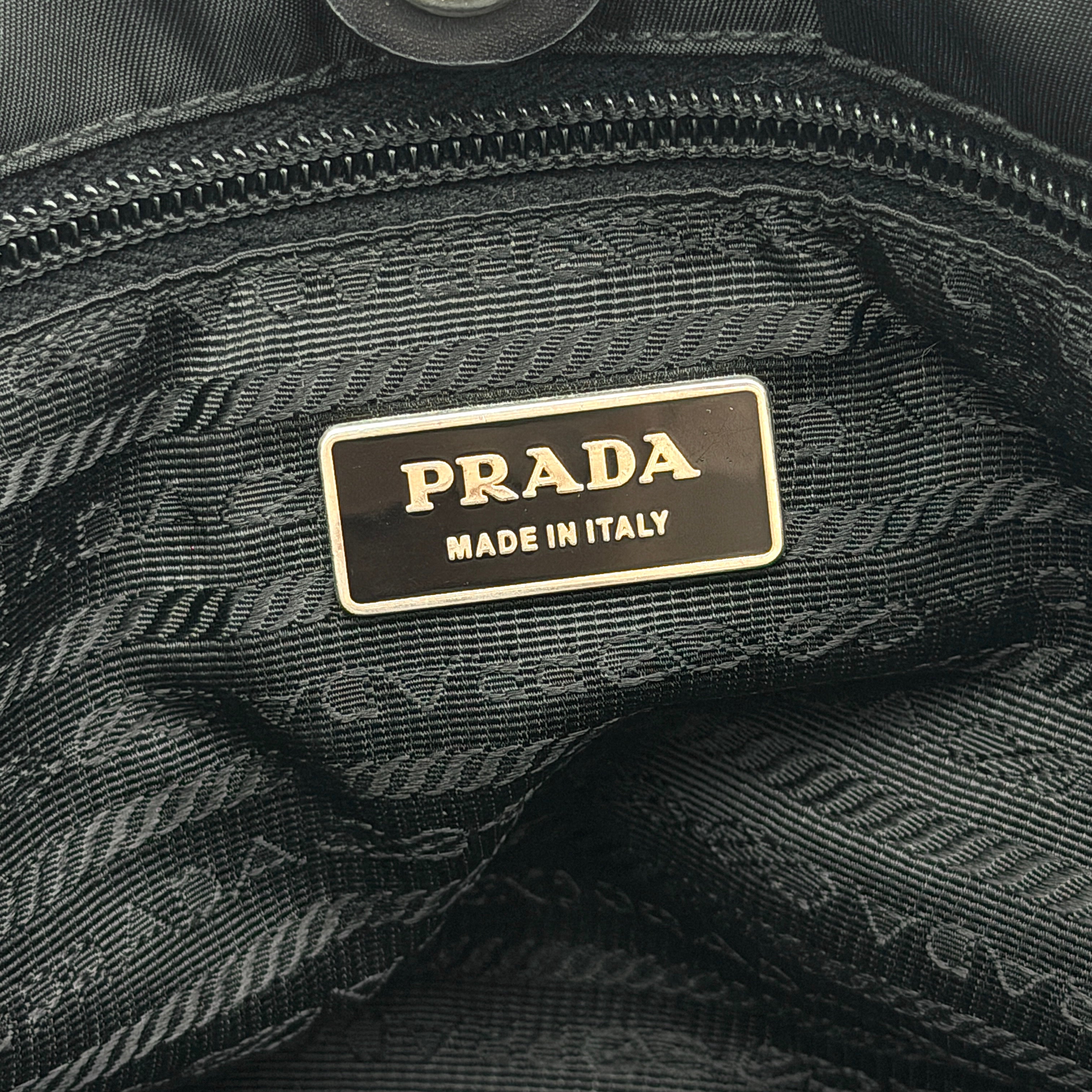 Prada Tessuto Nylon Front Buckle Tote Bag Black