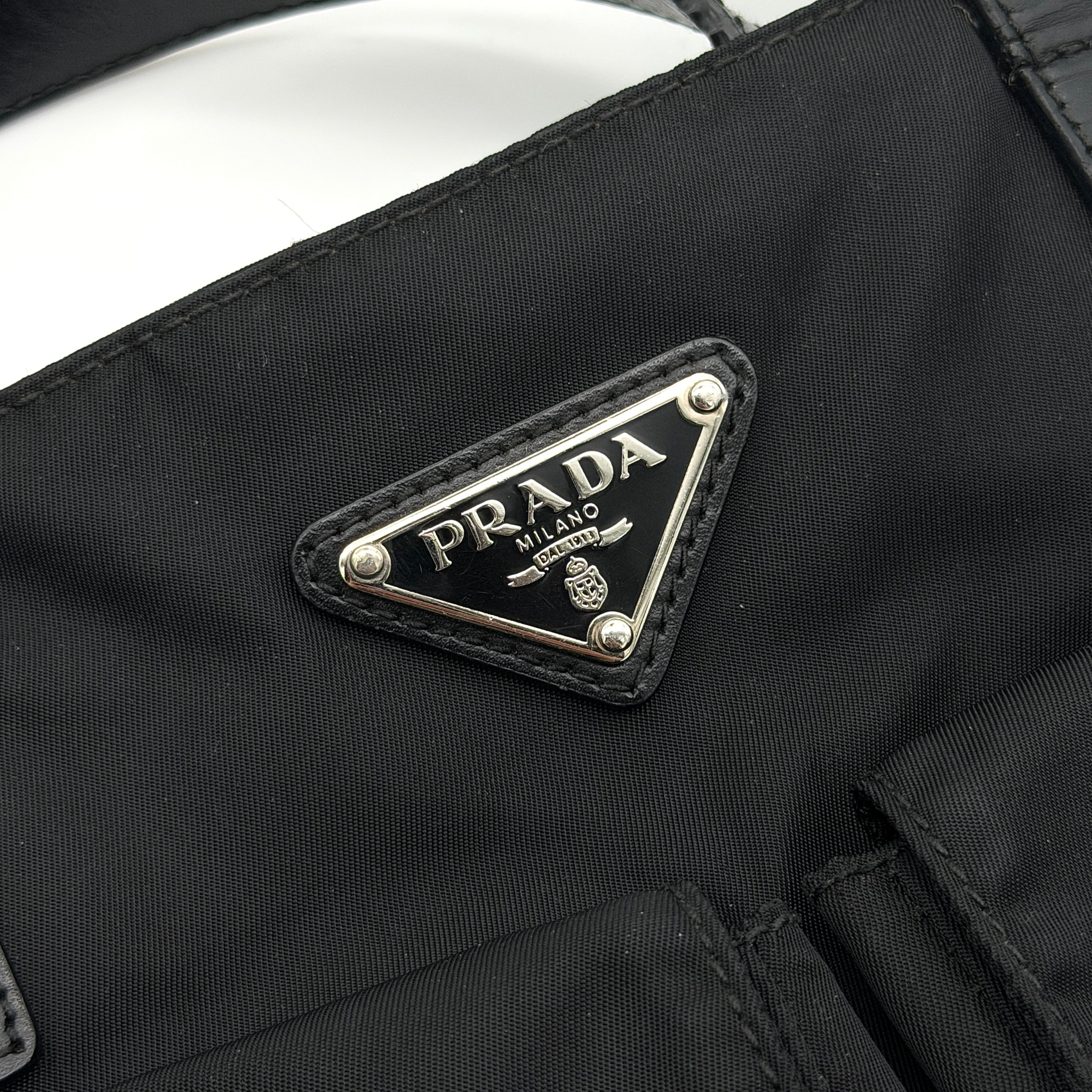 Prada Tessuto Nylon Front Buckle Tote Bag Black