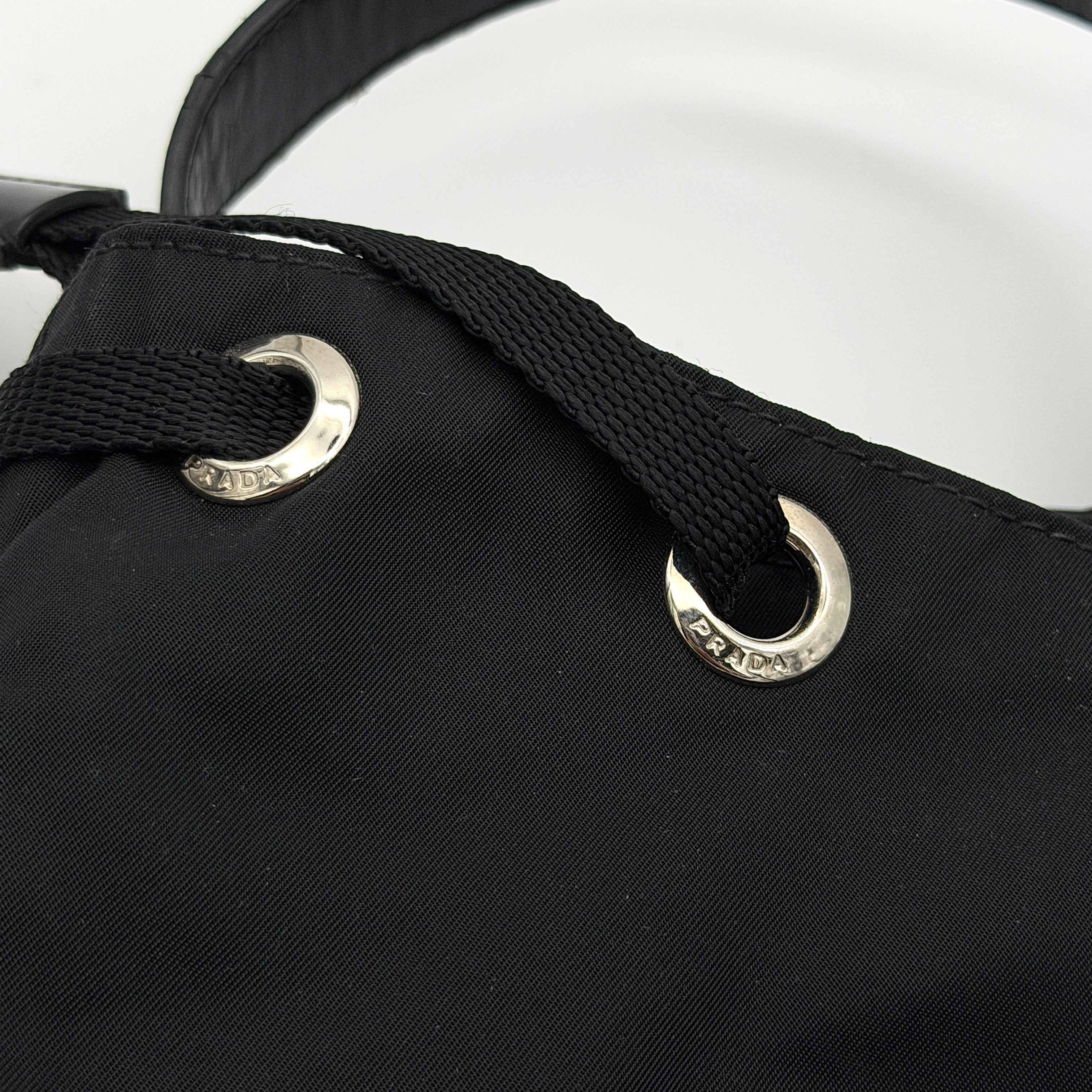 Prada Tessuto Nylon Front Buckle Tote Bag Black