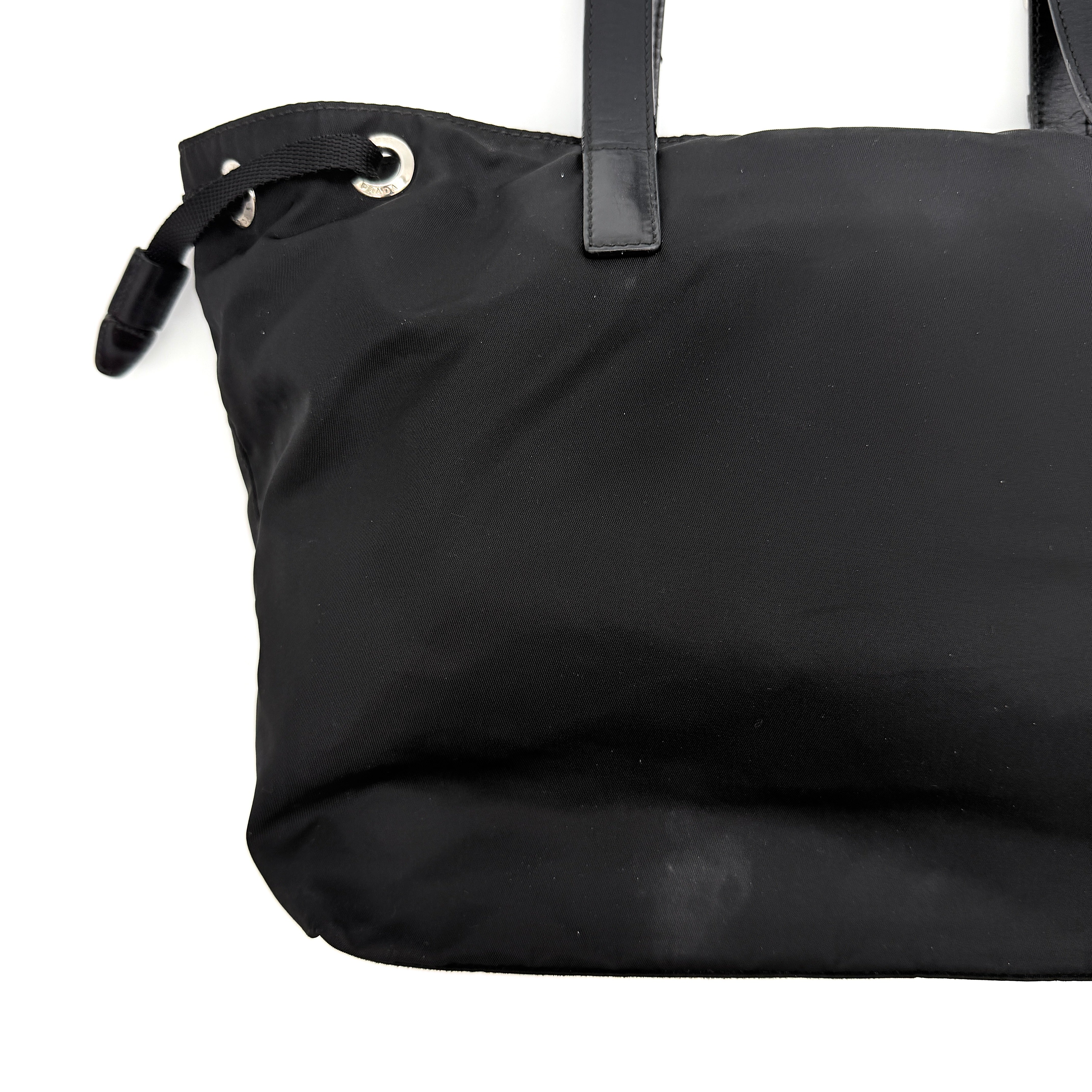 Prada Tessuto Nylon Front Buckle Tote Bag Black