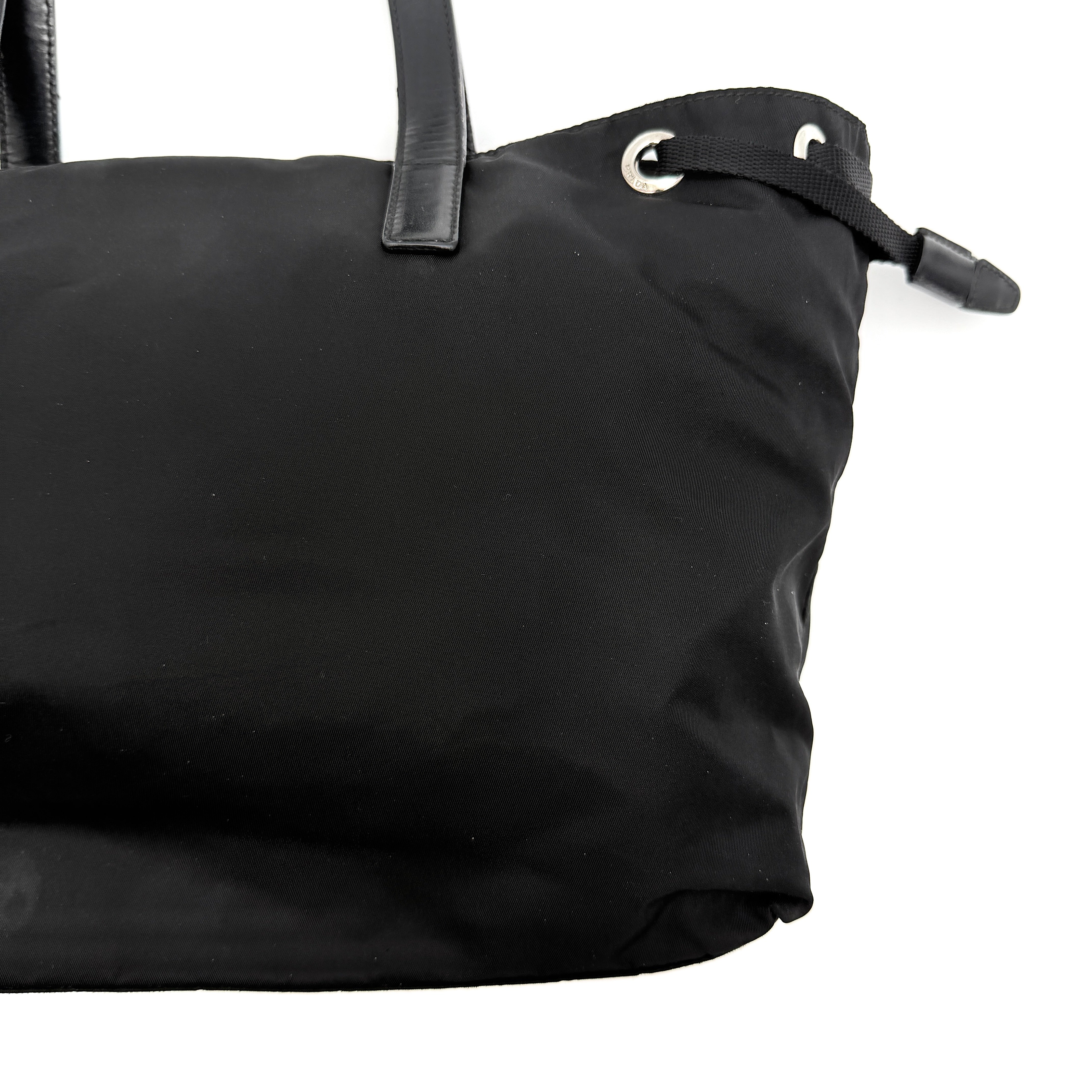 Prada Tessuto Nylon Front Buckle Tote Bag Black
