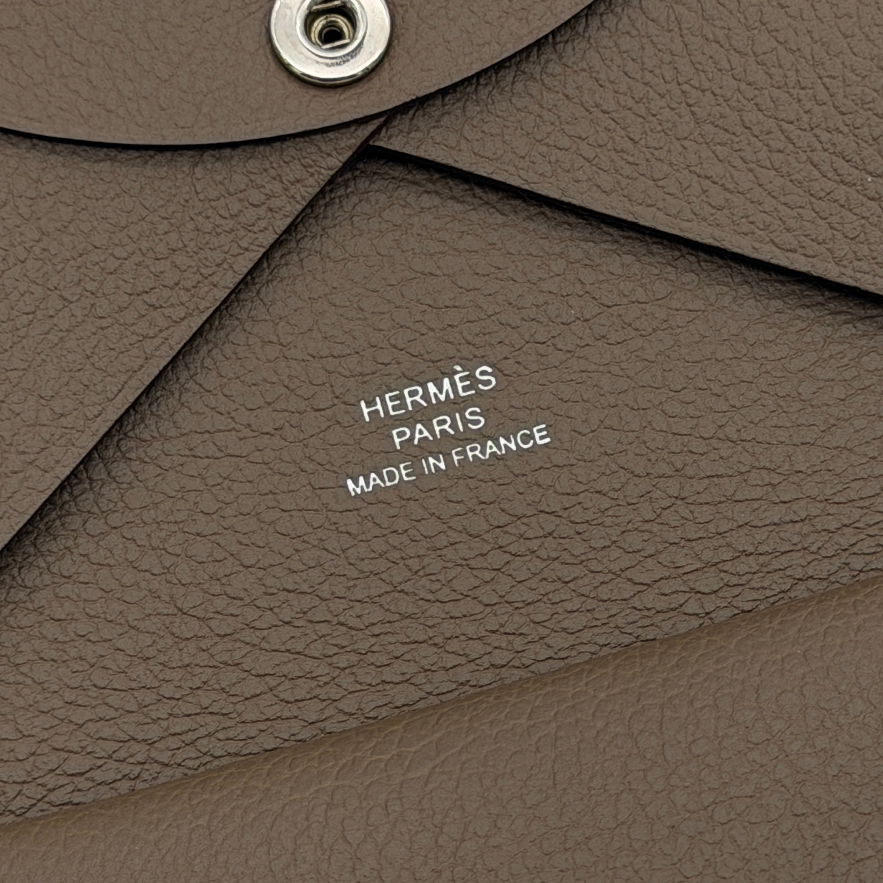 Hermès Calvi Epsom Duo Compact Card Holder Etoupe